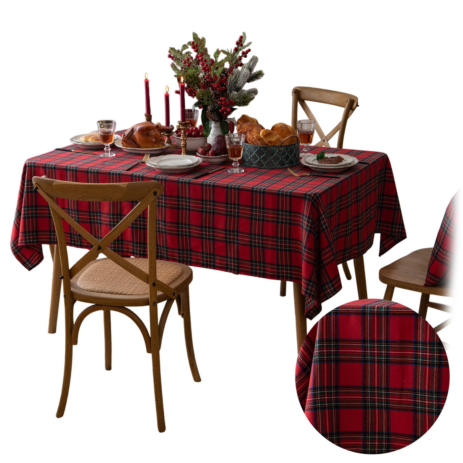 BTTO Tischdecke Weihnachten Tischdecke, Karierte Tischdecke Quadratisch, We günstig online kaufen