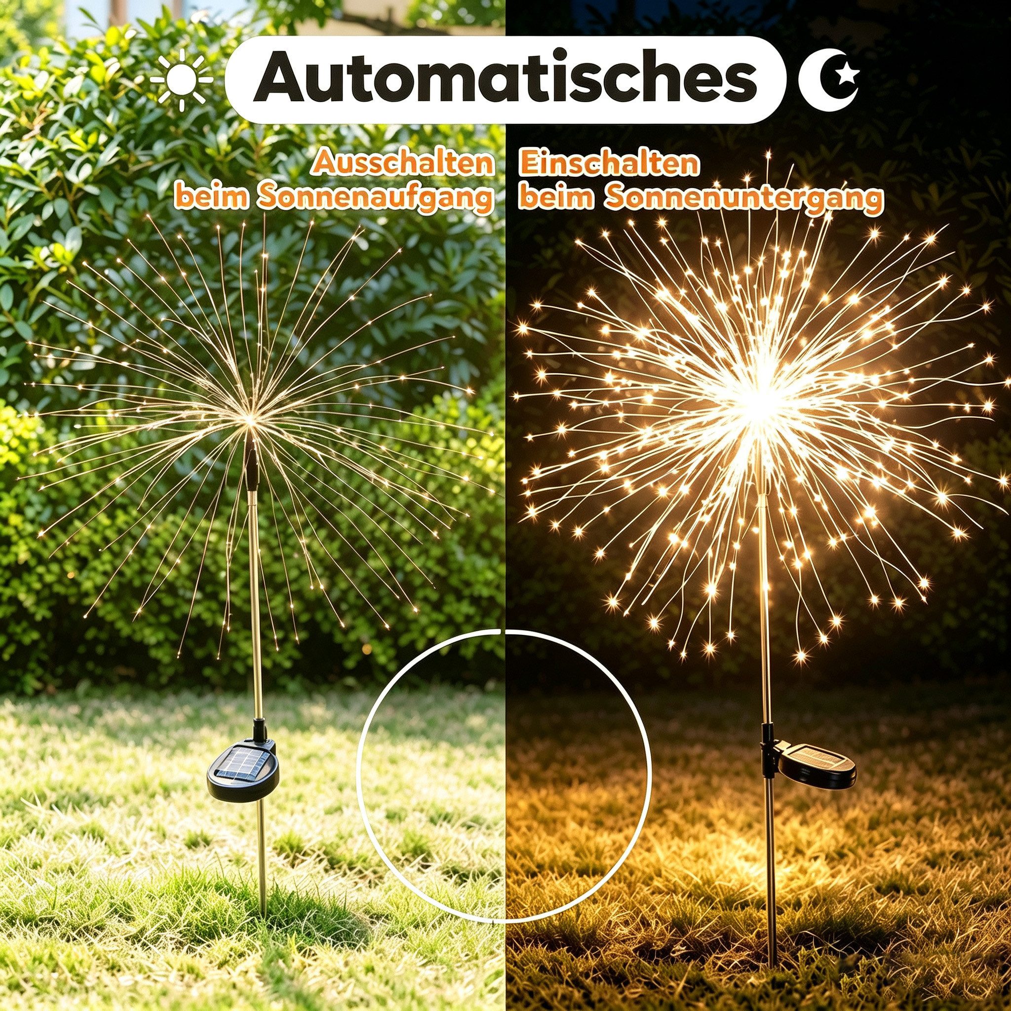 Salcar LED Solarleuchte 2er 180 LED Solarlampe Feuerwerk Gartenleuchte Weihnachtsdeko, 8 Modi Solarleuchten für Garten Außen LED Feuerwerk Licht mit Erdspieß