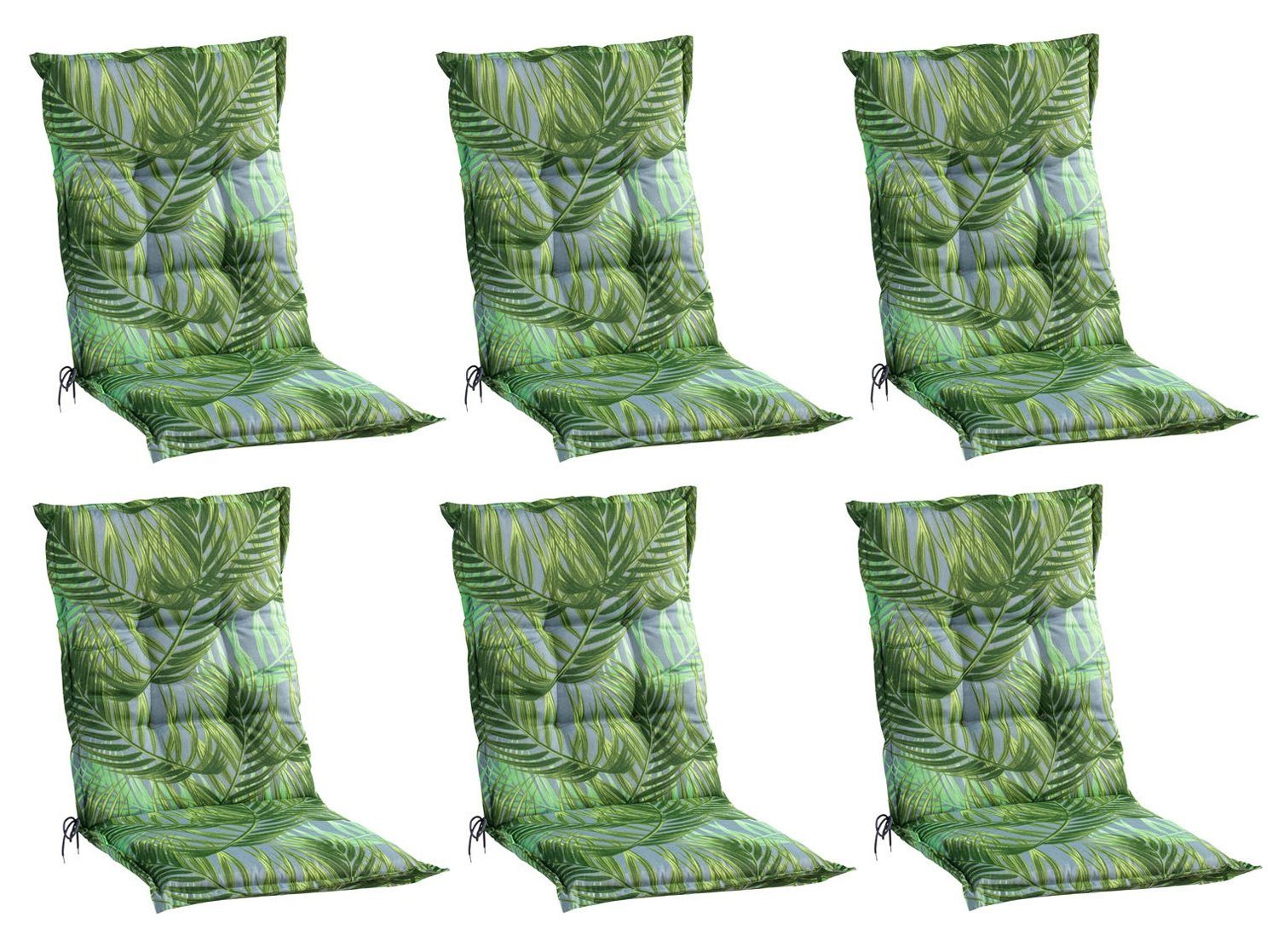 GO-DE Polsterauflage LAKEVIEW, 50 x 110 cm, Grün, für Mittellehnstühle, (6 St), Gartenstuhlauflage für Mittellehner