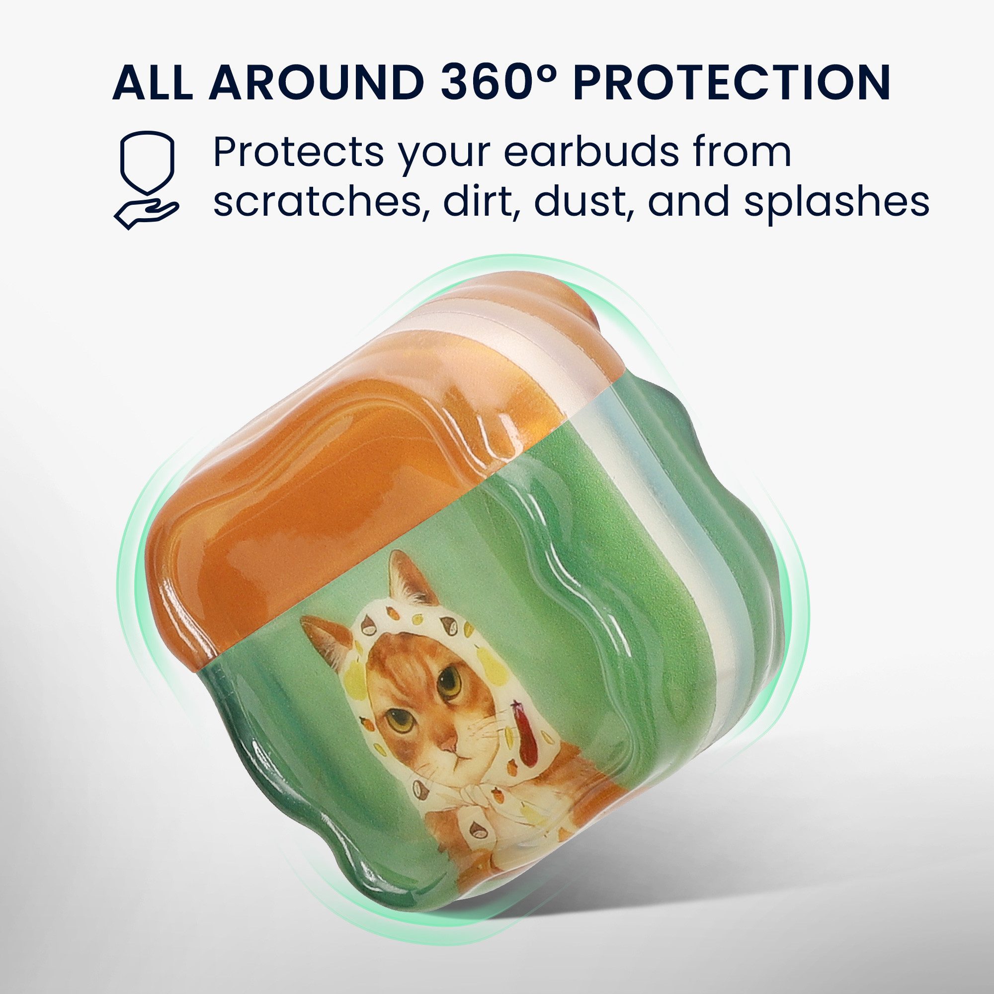 kwmobile Kopfhörer-Schutzhülle In-Ear Kopfhörer Case für Apple Airpods 4, Hülle mit Karabiner - Headphones Case - Katze mit Tuch Design