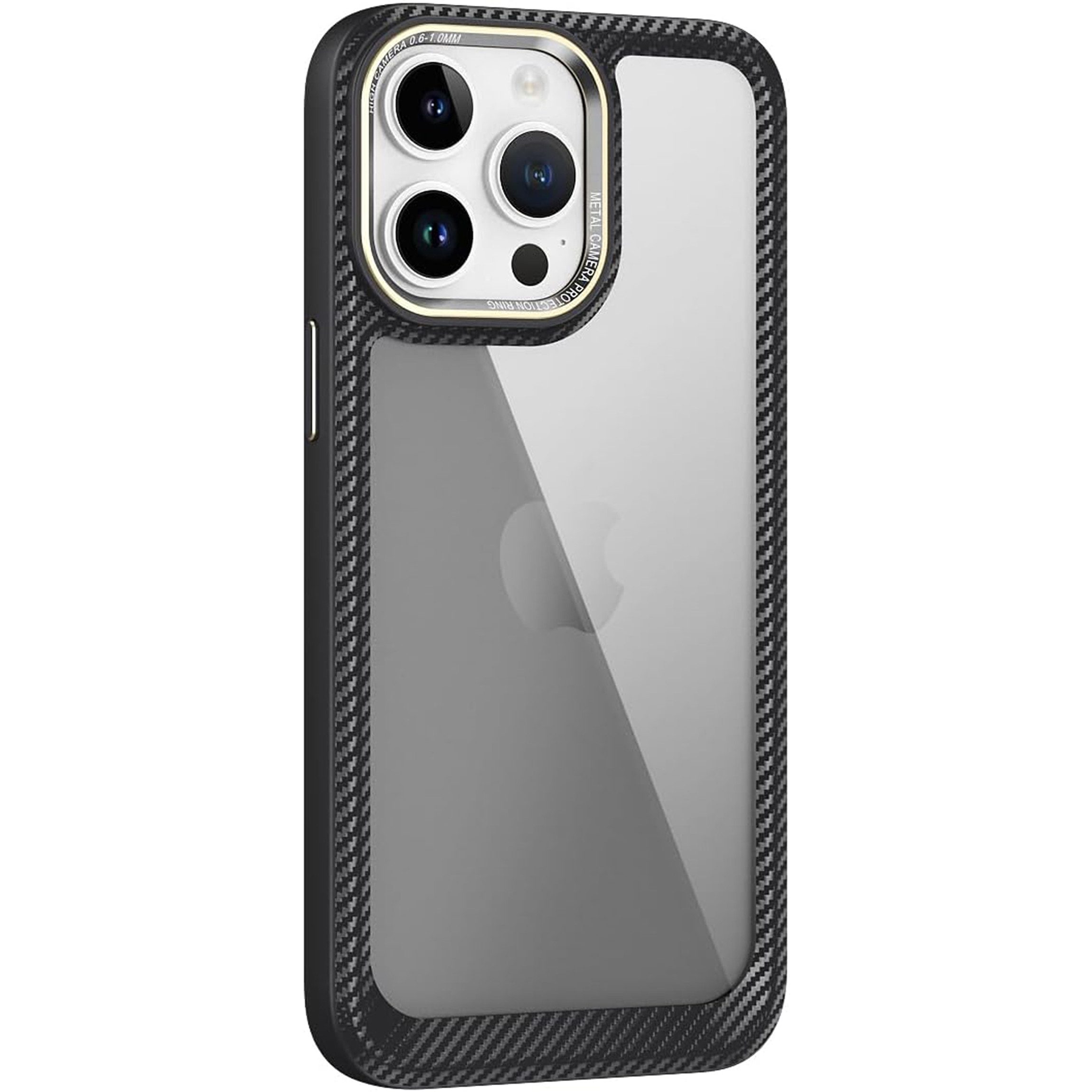 Wörleonline Handyhülle für Apple iPhone 12 Pro Max Hülle, Schutzhülle in Carbon Optik mit leicht getönter Rückseite
