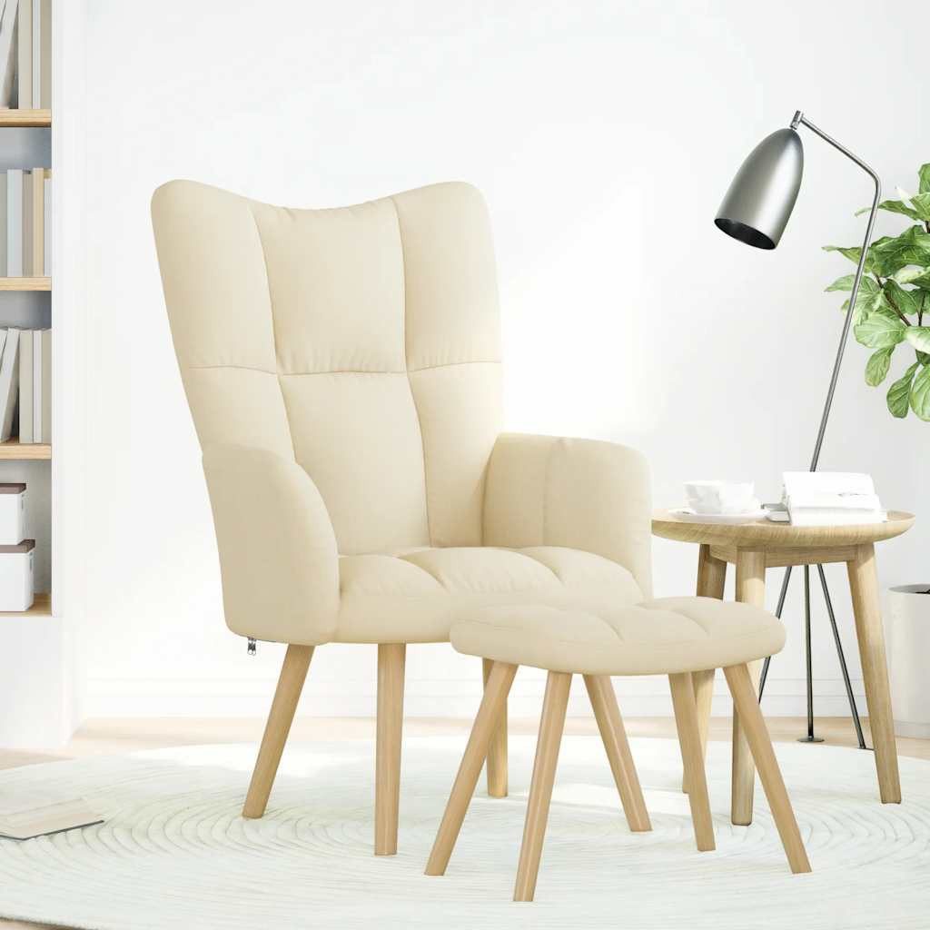 vidaXL Sessel Relaxsessel mit Hocker Creme günstig online kaufen