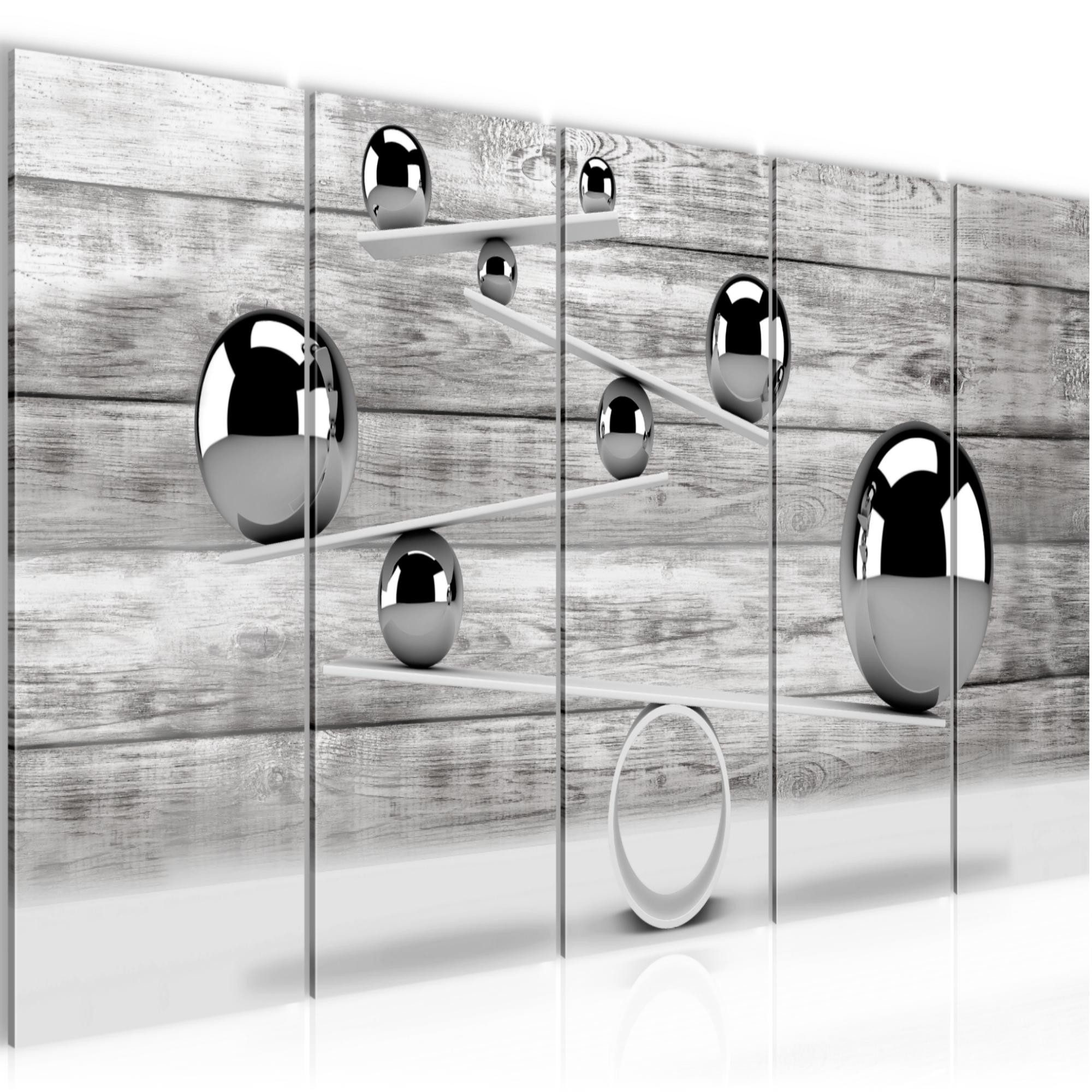 Runa Art Wandbild XXL 3D Kugeln 200 x 80 cm Grau 5 Teilig Made in Germany 504355a, 200L x 80B cm