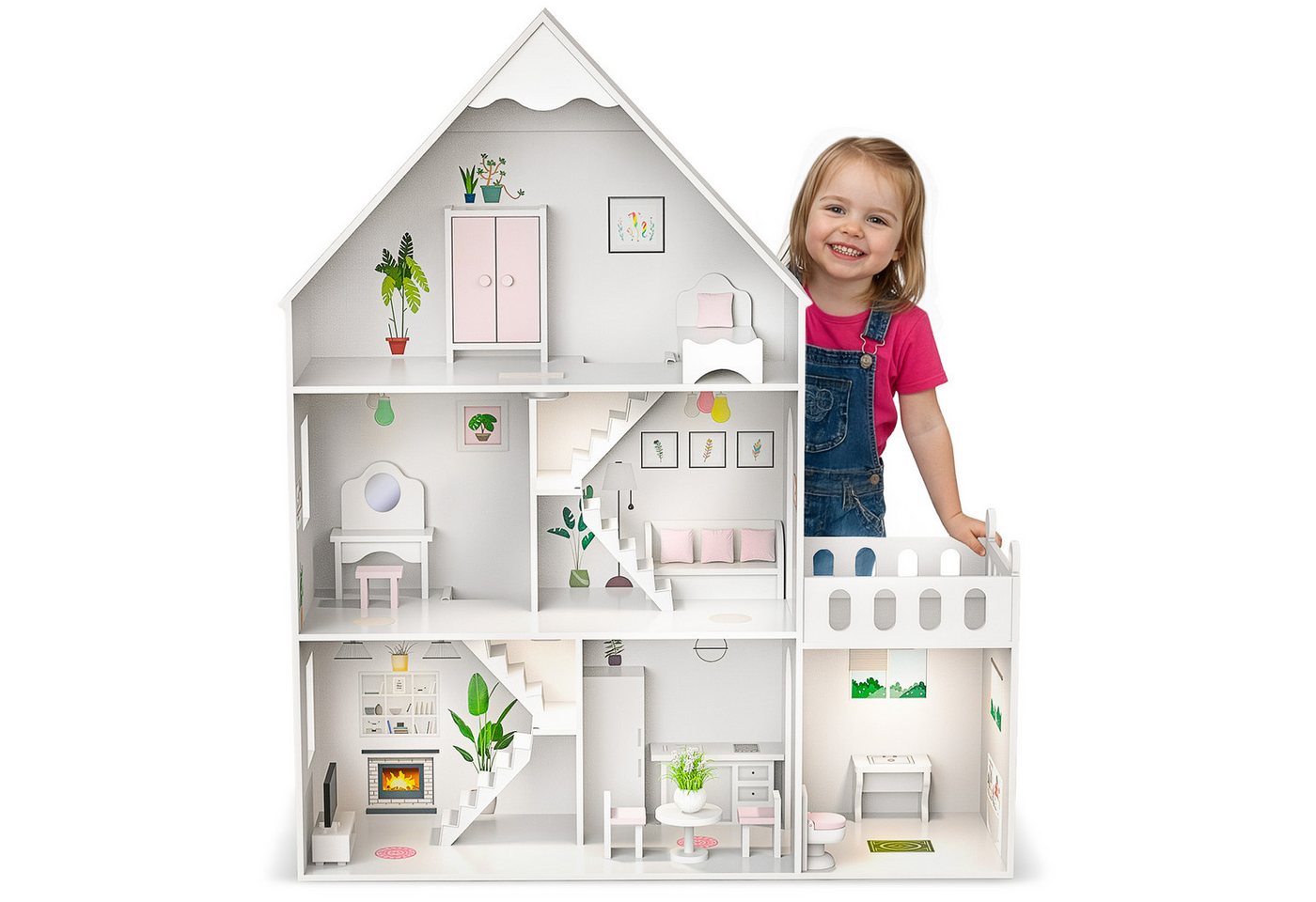 Green Series Puppenhaus Puppenhaus Holz Groß – LED Traumvilla – Kinderzimmer Deko – Zubehörset