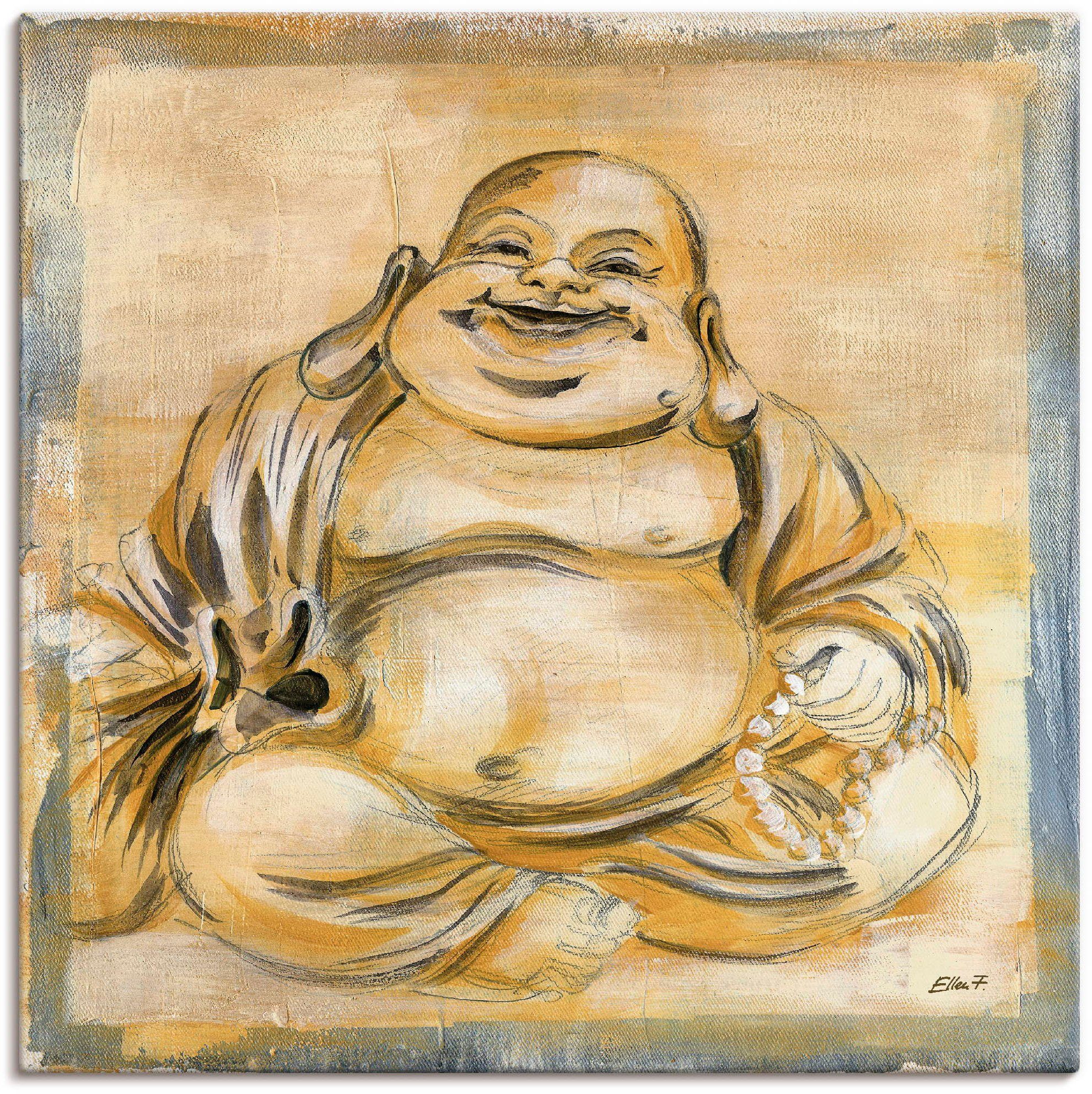 Artland Wandbild Fröhlicher Buddha I, Religion (1 St), als Leinwandbild, Poster in verschied. Größen
