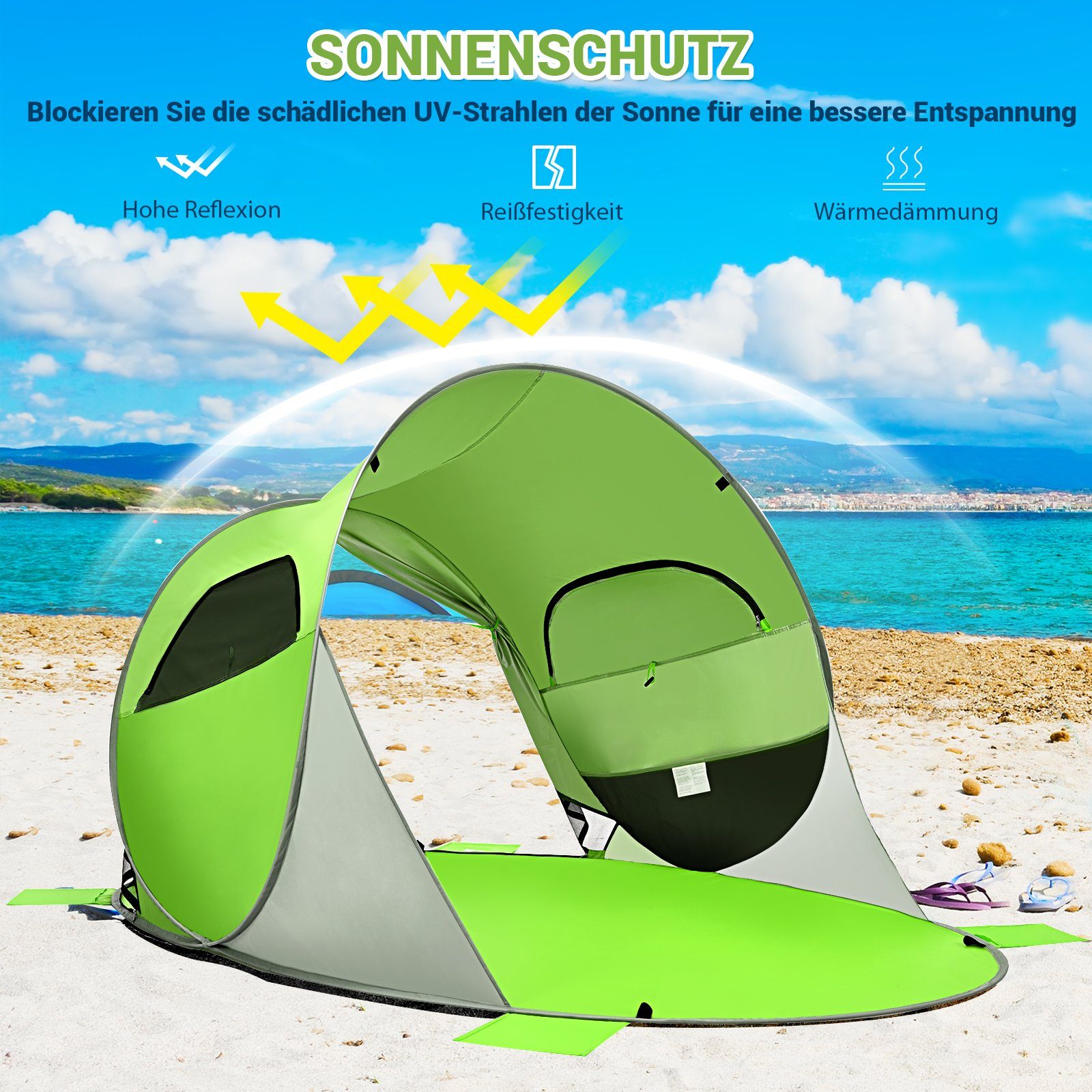 COSTWAY Strandmuschel Pop Up Strandzelt, Personen: günstig online kaufen