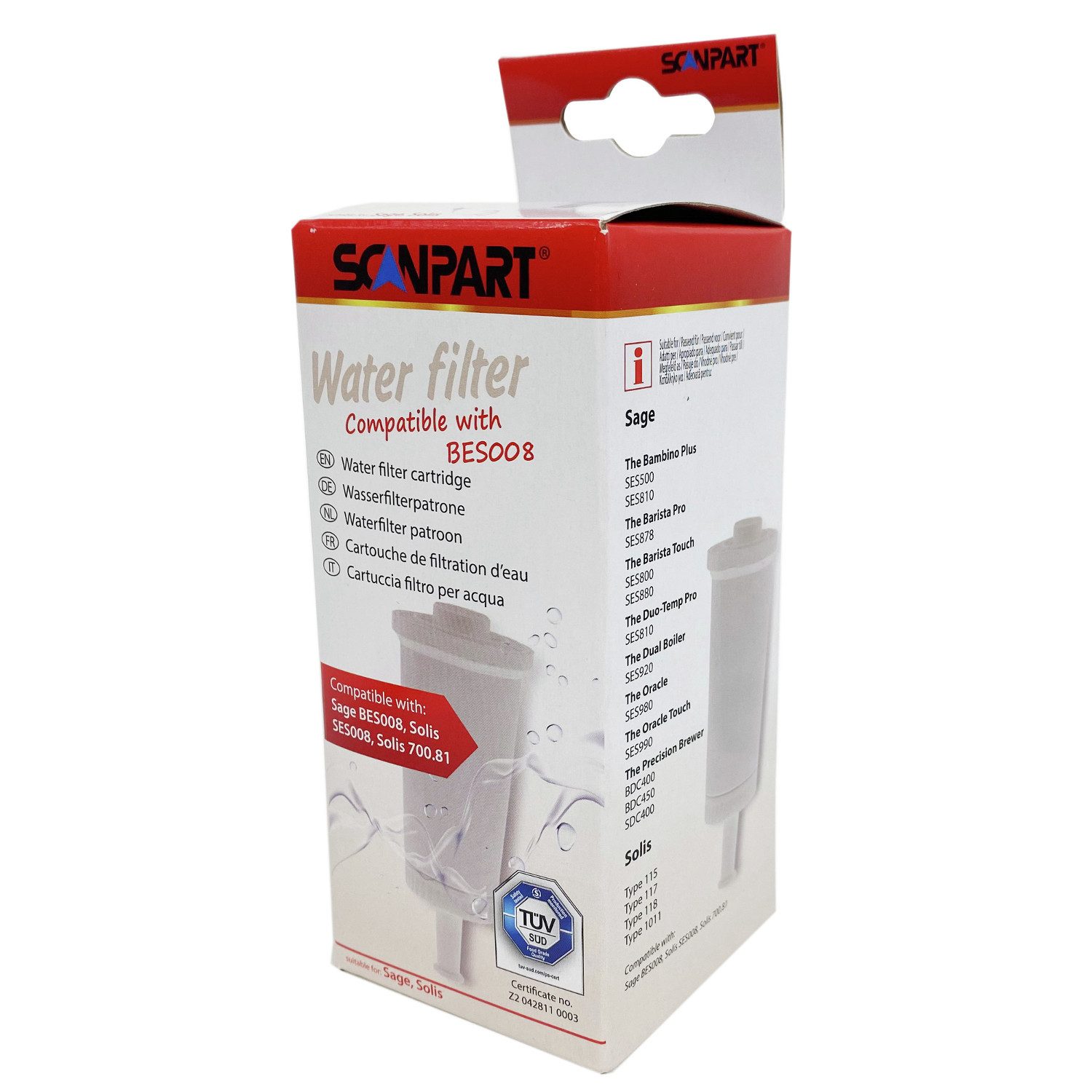 Scanpart Wasserfilter für Sage-Kaffeemaschinen, Ersatzteil BES008