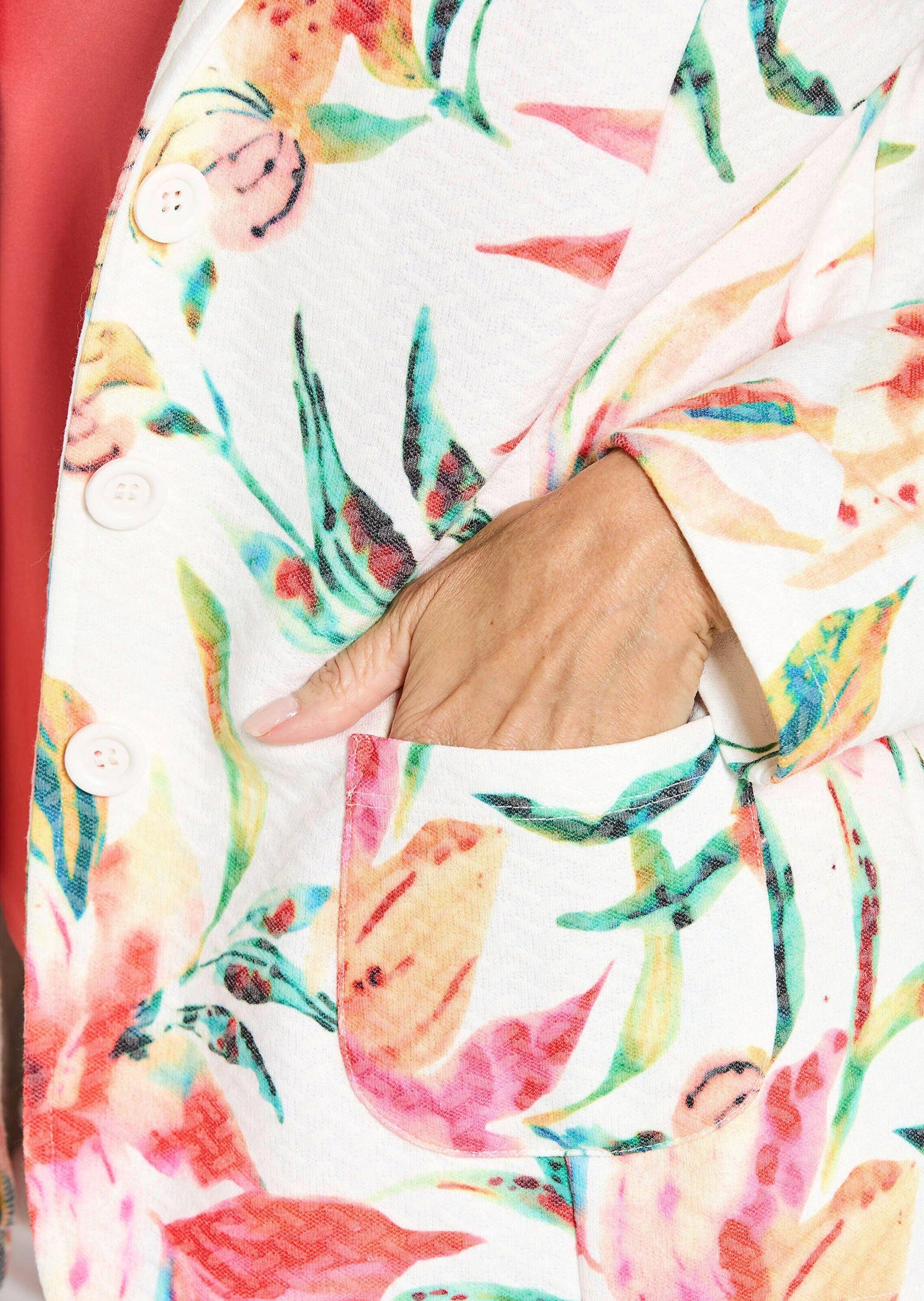 GOLDNER Jerseyblazer Jacquardblazer mit Waffelstruktur Strukturblazer mit Reverskragen, Taschen, Wiener Nähten und Langarm