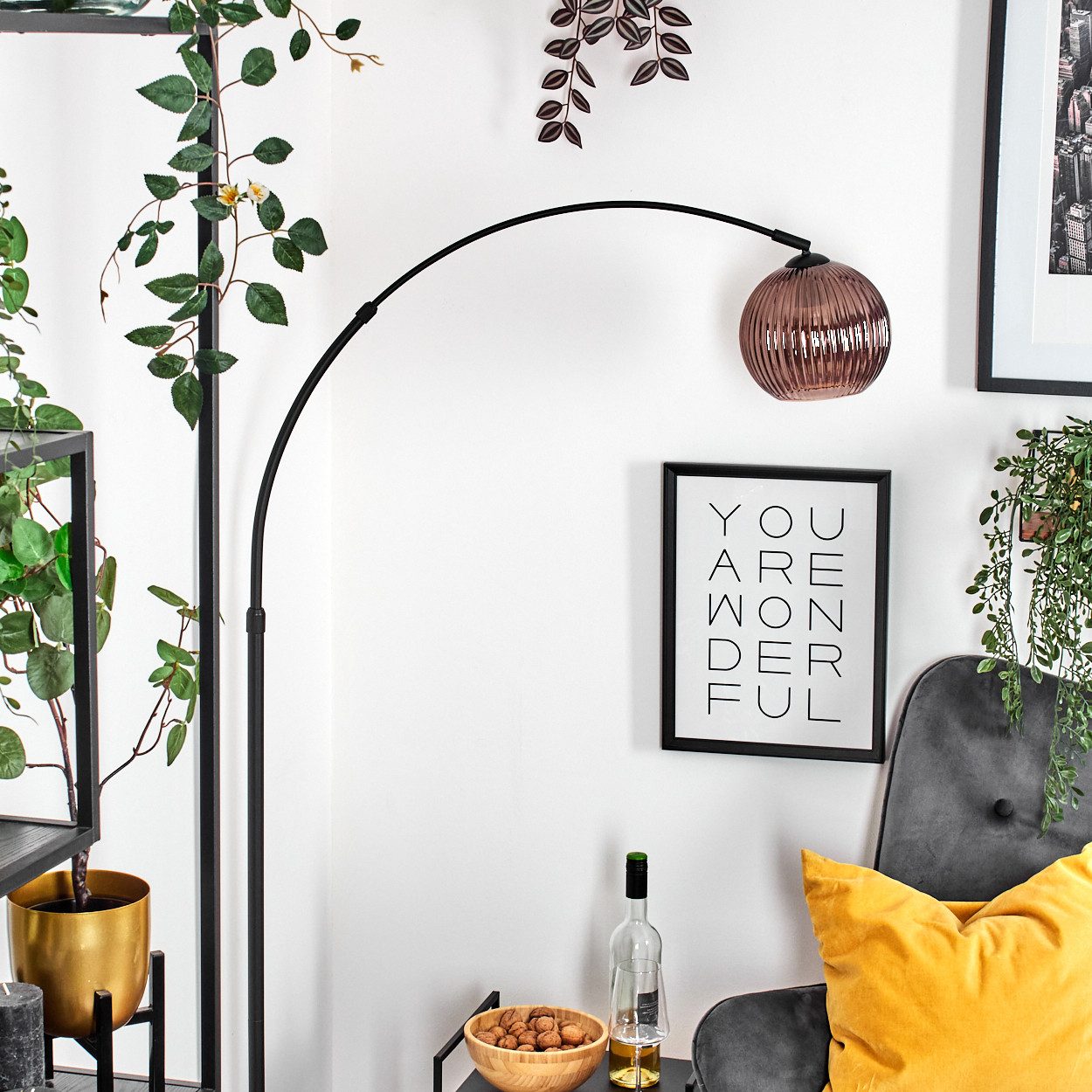 hofstein Stehlampe Stehlampe aus Metall/Riffelglas in günstig online kaufen