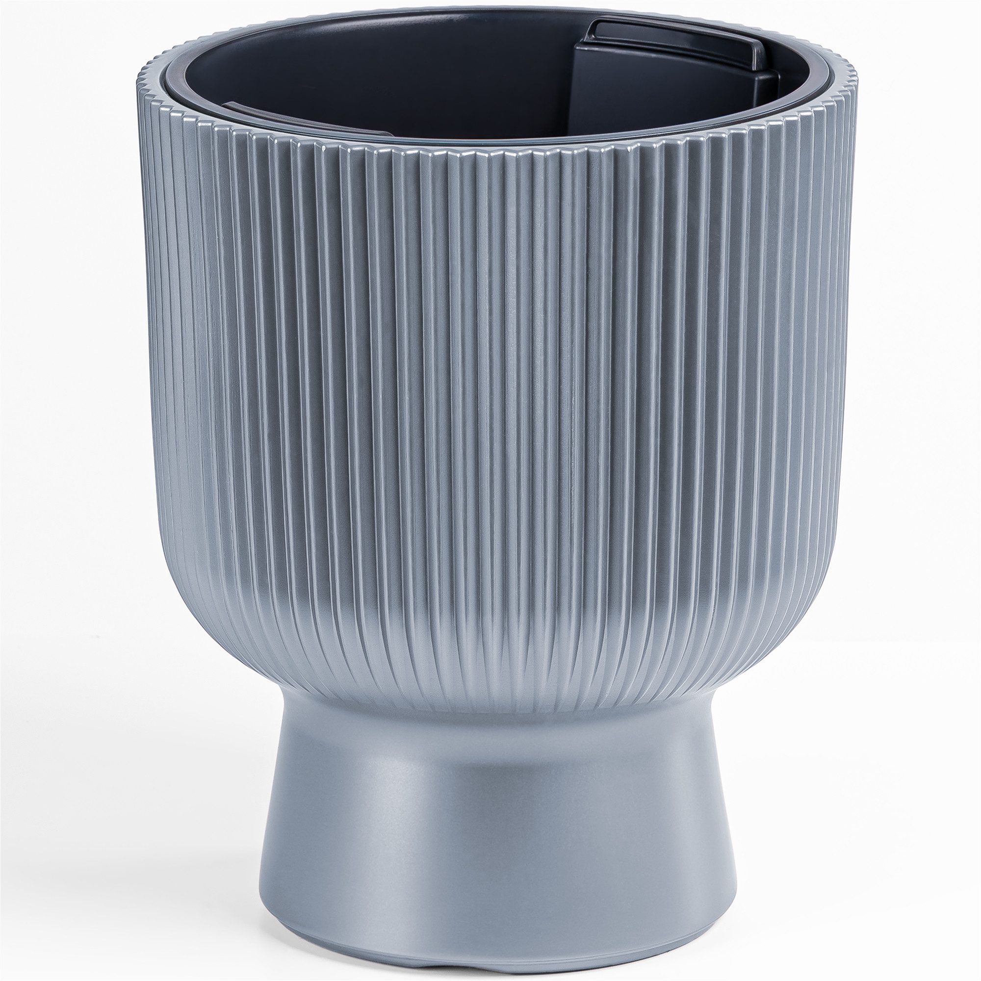 KONZEPT Blumentopf aus Kunststoff mit Einsatz, Ø 30 cm, 18 L, H 36,5 cm, in Rippen-Optik, Rippen-Optik