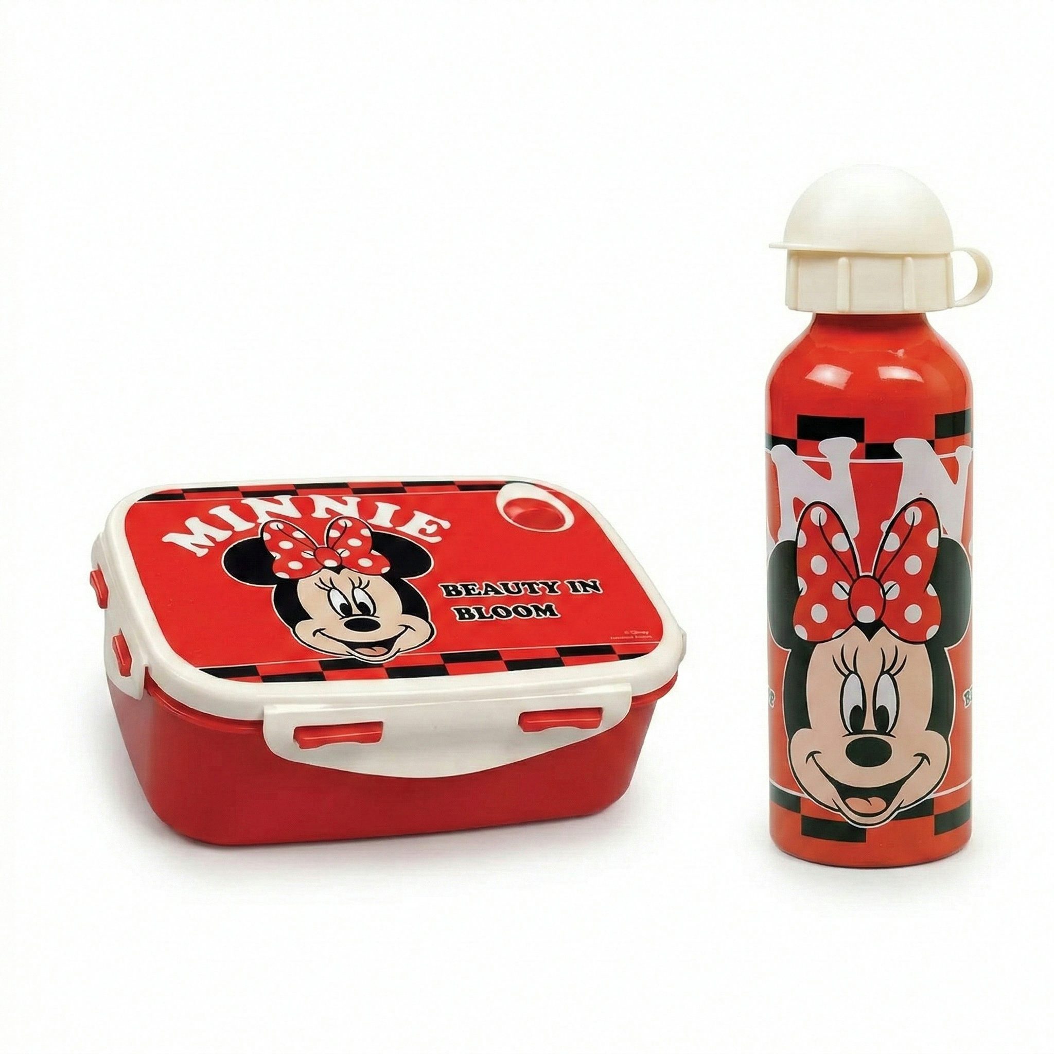 Disney Lunchbox Disney Minnie Maus 2 tlg Lunch Set Brotdose Alu-Trinkflasche 520 ml, (2-tlg., Spar-Set)