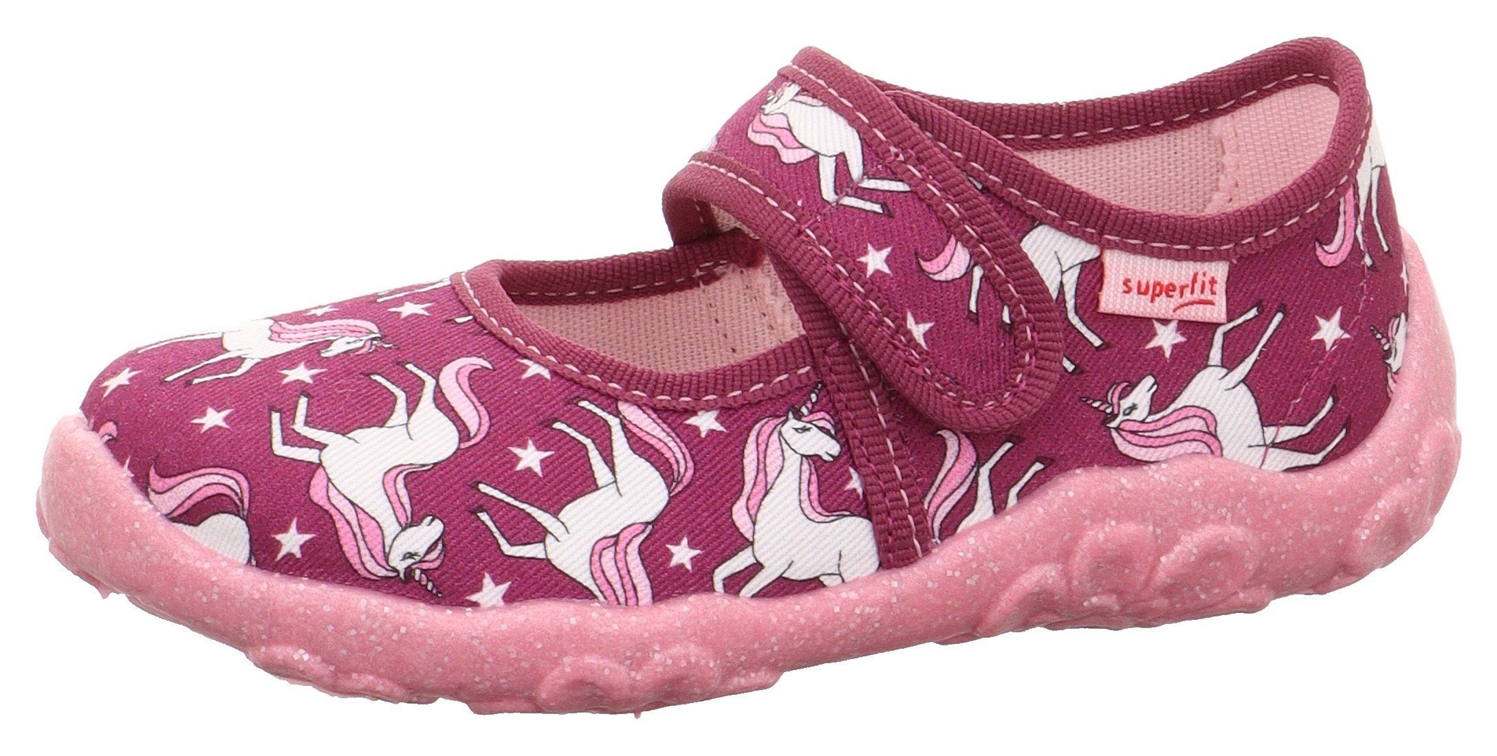 Superfit BONNY, WMS: mittel Hausschuh Kindergartenschuh mit Einhorn-Motiv, Größenschablone zum Download