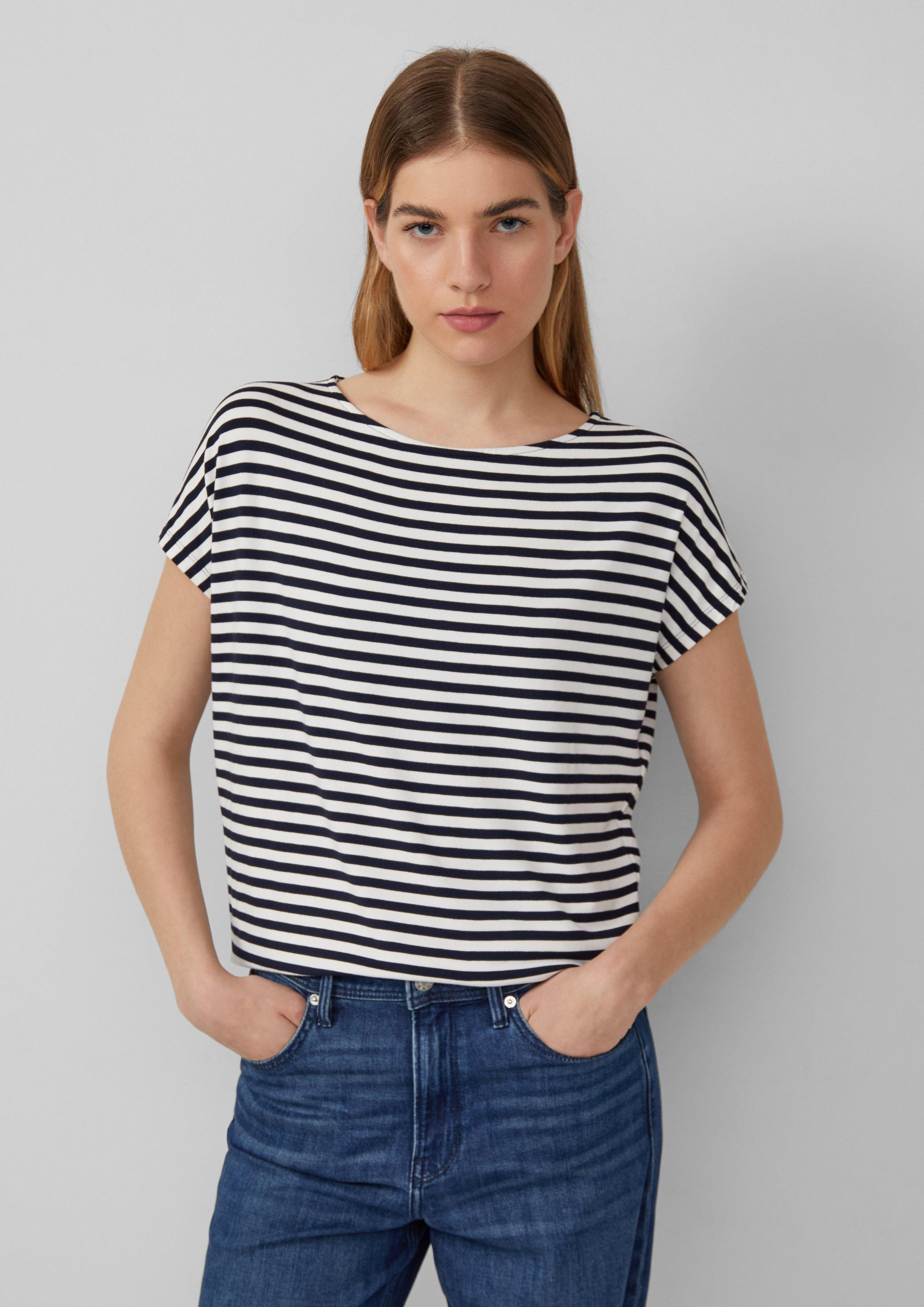 s.Oliver Shirttop Fließendes Jersey-Shirt mit überschnittenen günstig online kaufen