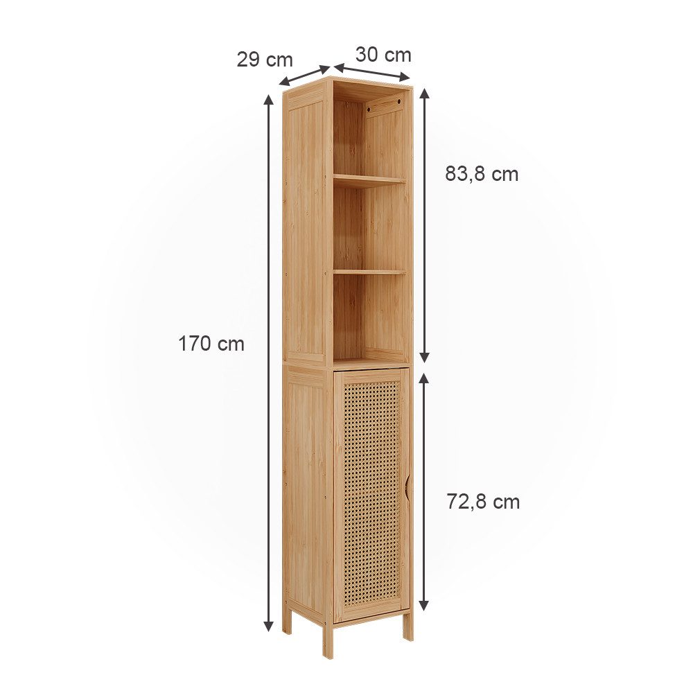 Vicco Hochschrank Liora, Bambus, 30 x 170 cm günstig online kaufen