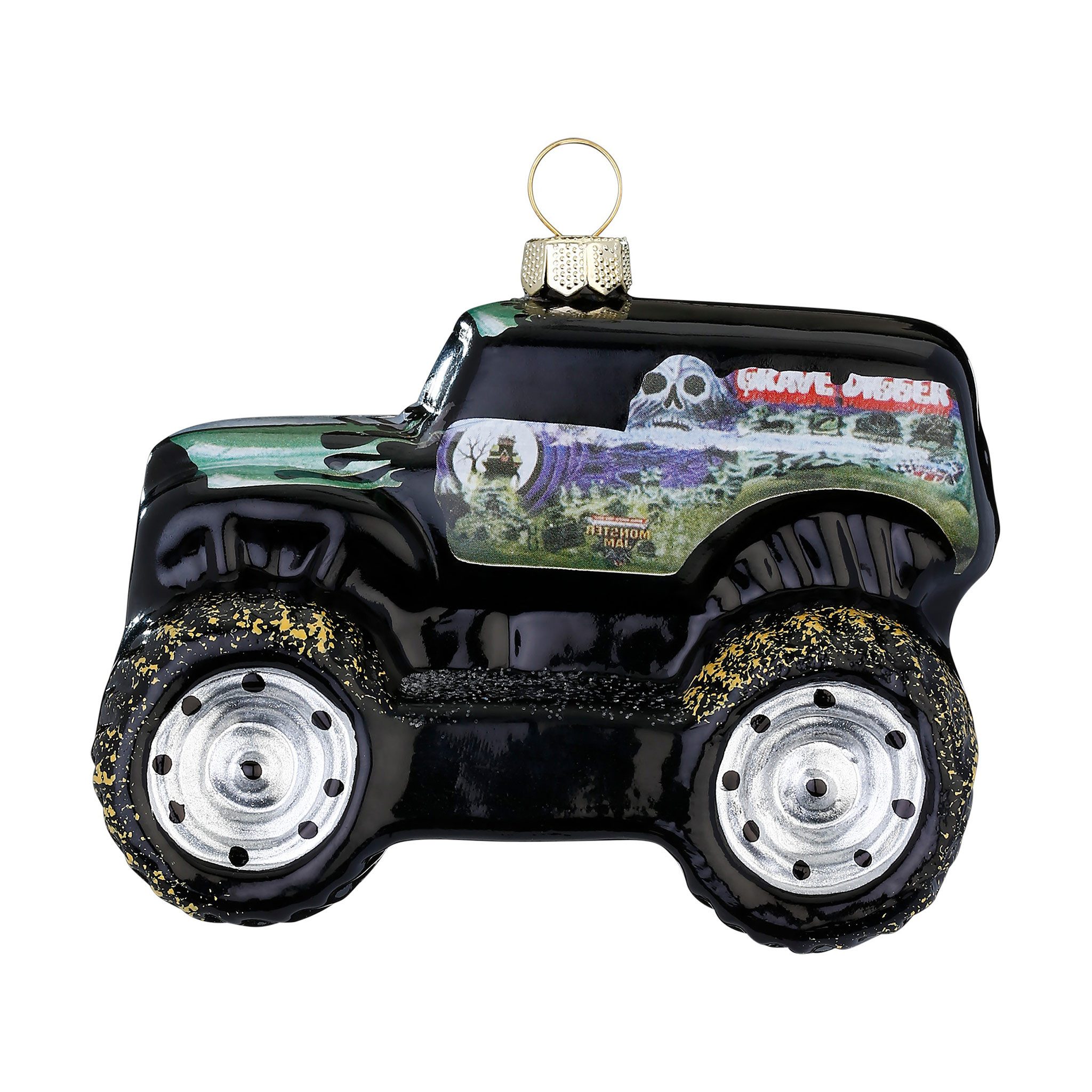 Holly & Jolly Christbaumschmuck, Christbaumschmuck Glas 9cm Monstertruck Figur Schwarz