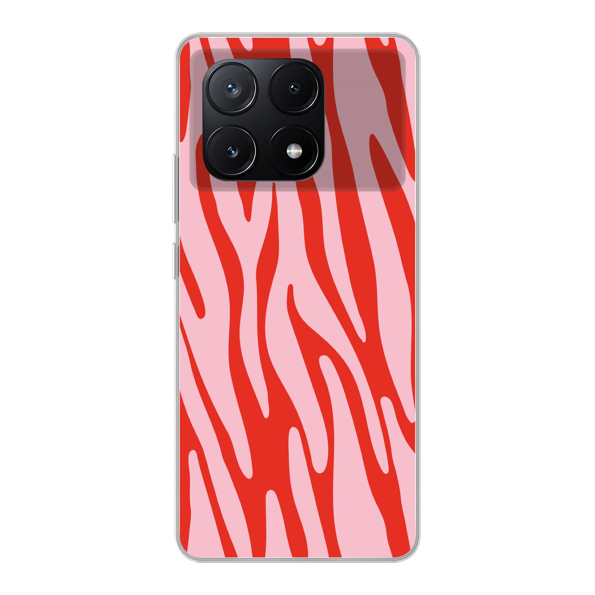 MuchoWow Handyhülle für Xiaomi Poco X6 Pro Zebramuster - Rosa - Rot - Tiermuster, Handy Case, Silikon, Bumper Case Dünn