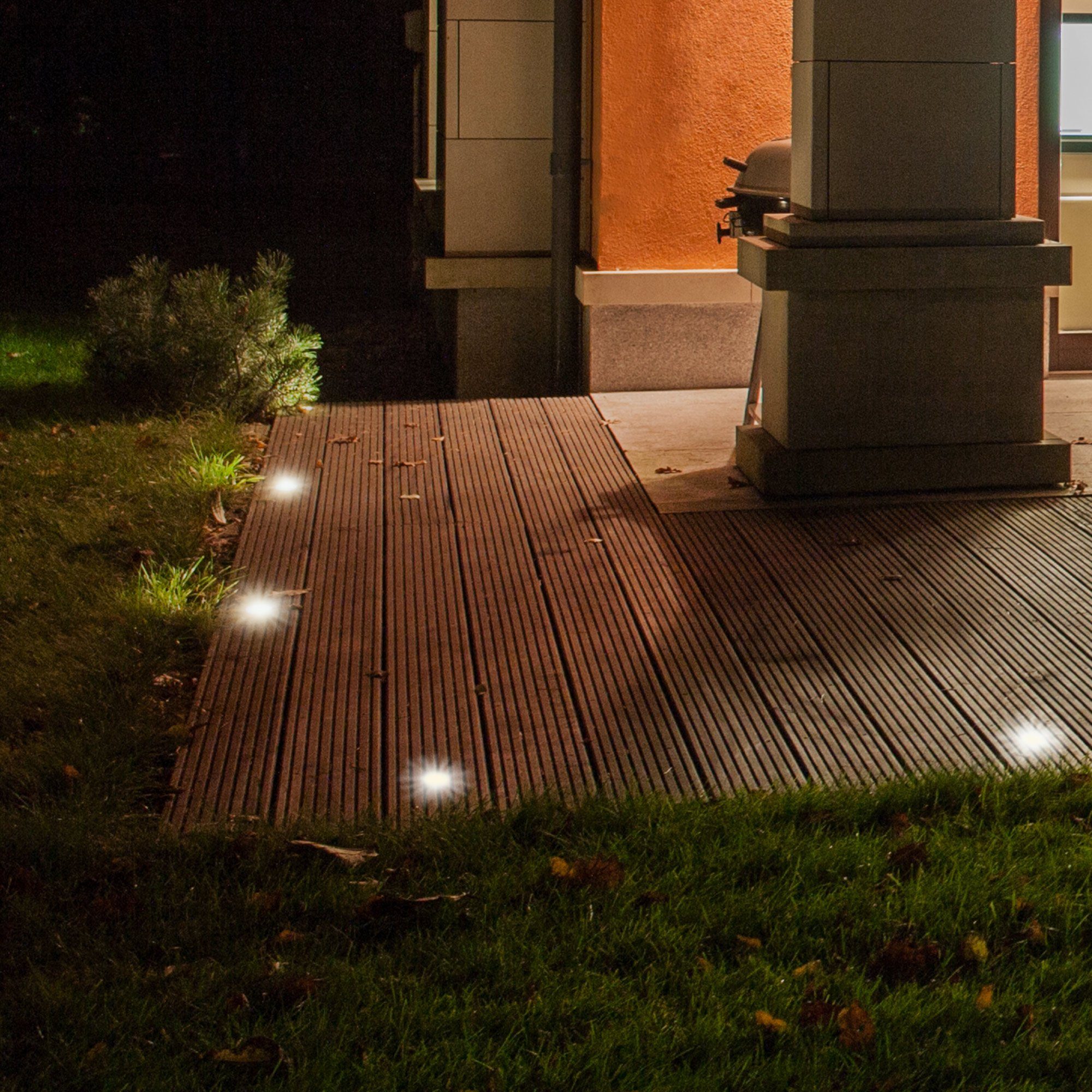 rund 6W, Warmweiß LED - Optik LED-Bodeneinbaustrahler gebuerstet MARNE Gartenstrahler Edelstahl SSC-LUXon