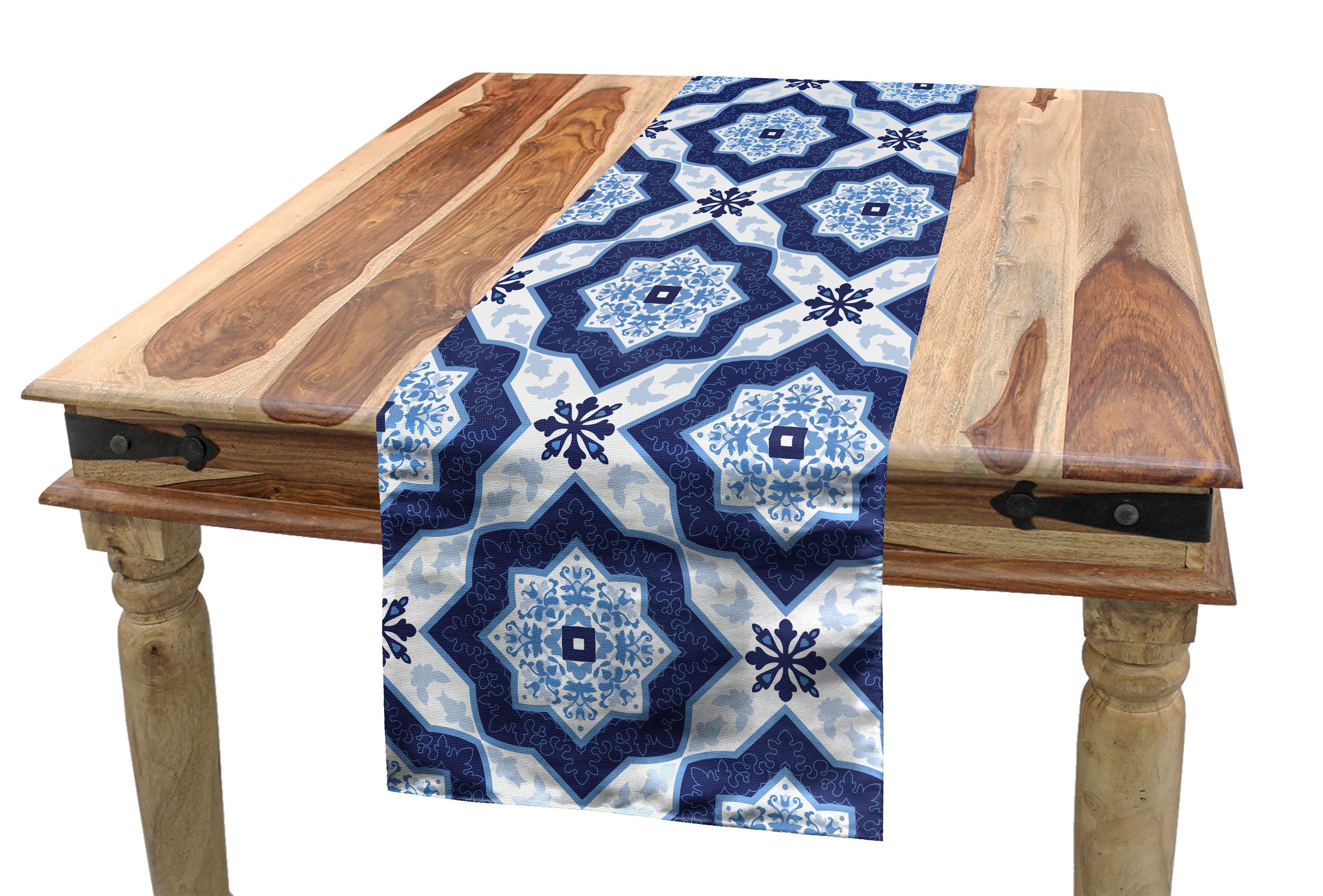 Abakuhaus Tischläufer Esszimmer Küche Rechteckiger Dekorativer Tischläufer, Blau Portugiesisch Azulejo Pattern
