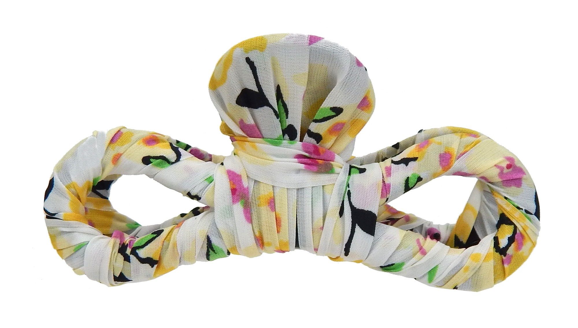 Ella Jonte Haarspange, großer Haarkneifer Stoff Blumen grün blau gelb