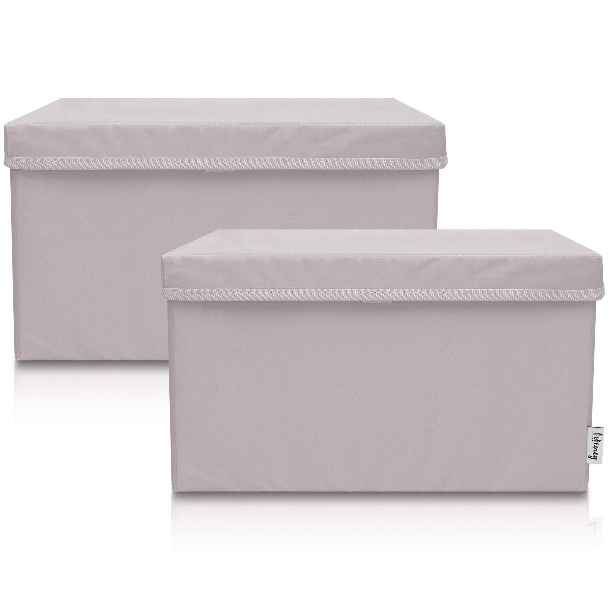 Lifeney Aufbewahrungsbox Aufbewahrungsbox Kinder 2er-Set 37x25x21cm für Kinderzimmer, Hellgrau, ideal für Wohnbereich
