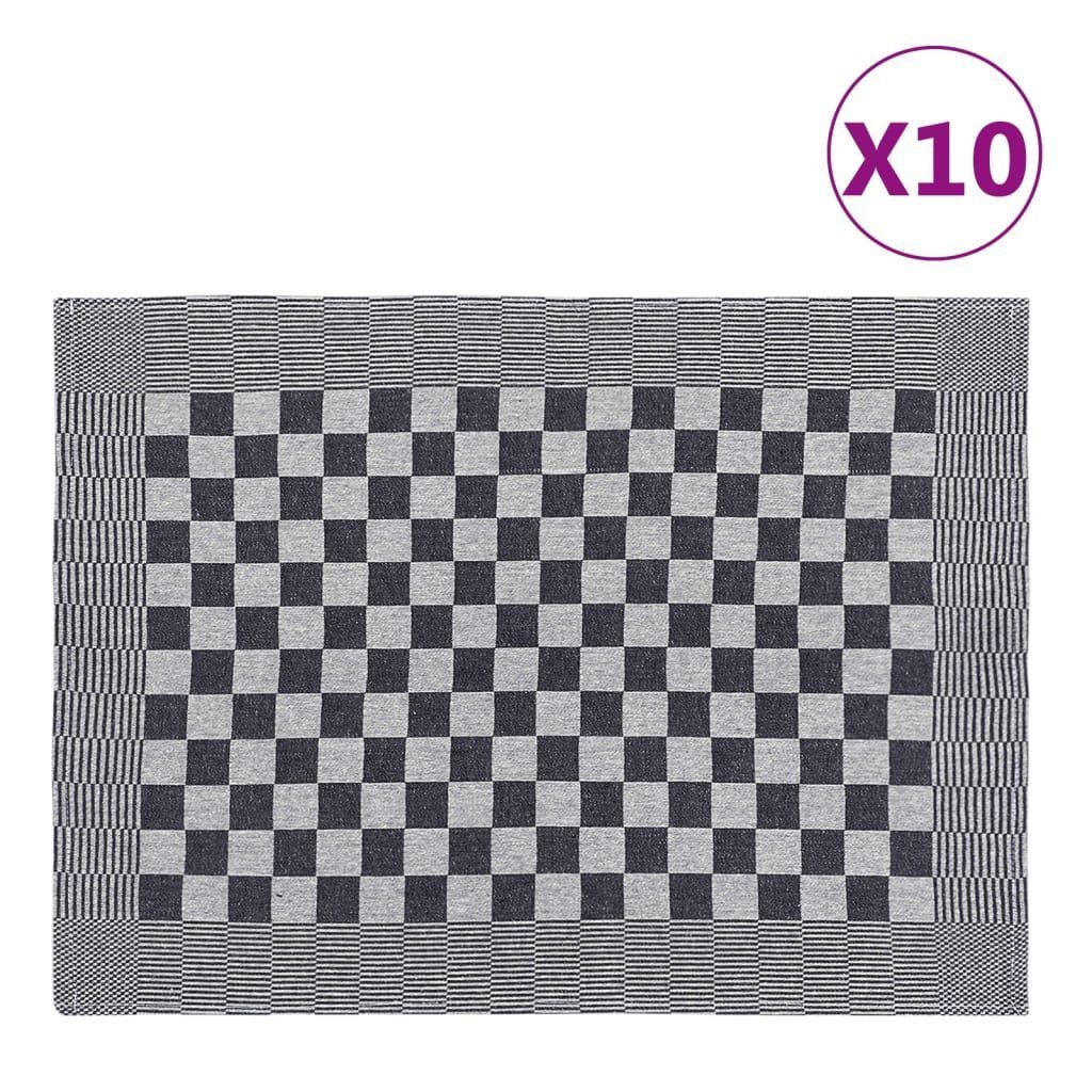 vidaXL Geschirrtuch Geschirrtücher 10 Stk. Schwarz und Weiß 50×70 cm Baumwolle, (10-tlg)