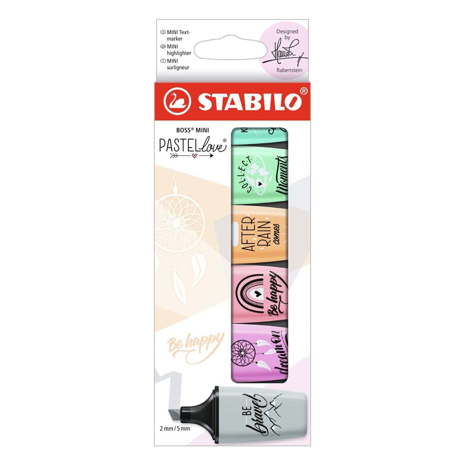 Marker STABILO BOSS MINI Textmarker - 2+5 mm - Pastellove 2.0 - 6er Etui