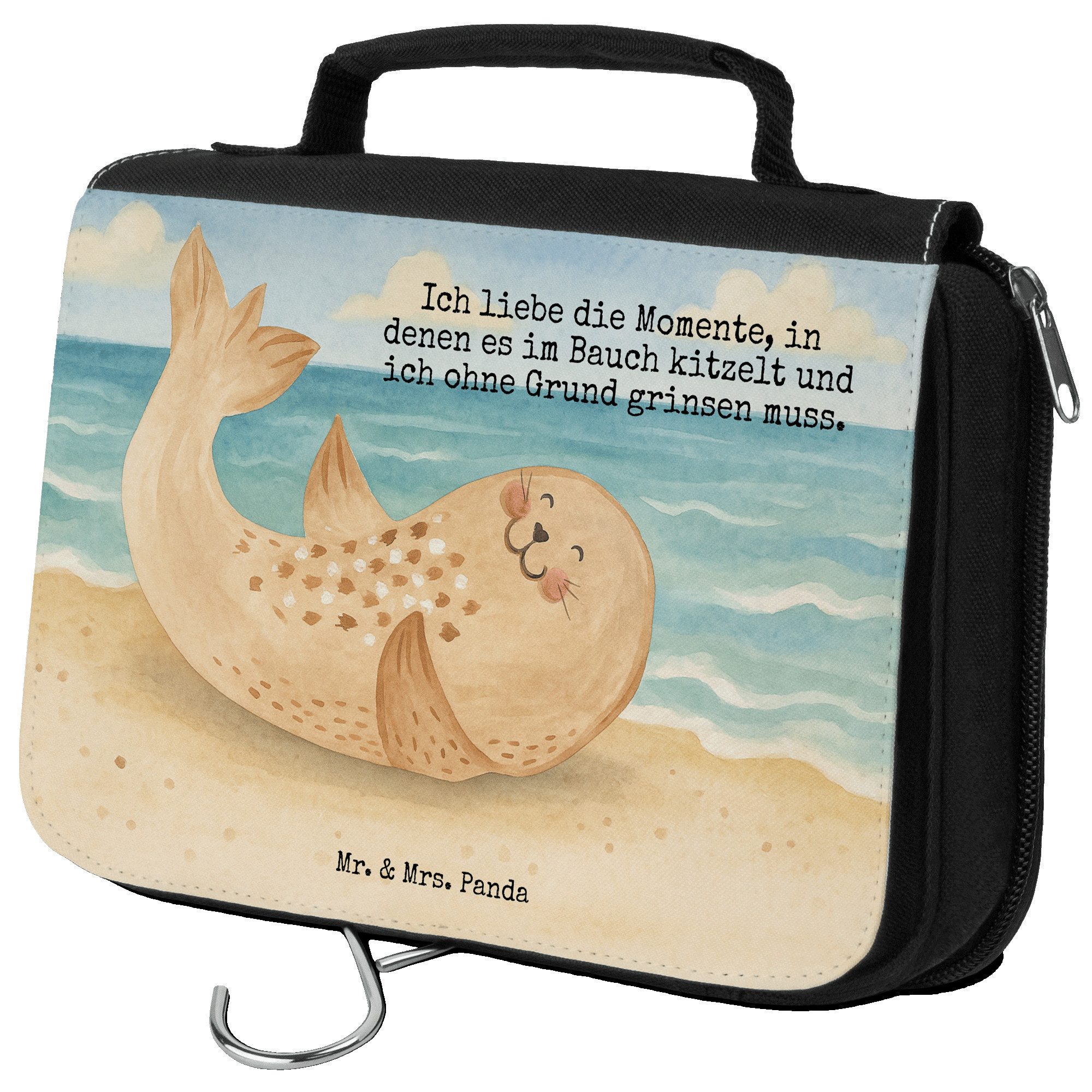 Kulturbeutel Robbe Liegen Design, Kosmetiktasche, Weiß, Robben, Ostsee, Strand, No