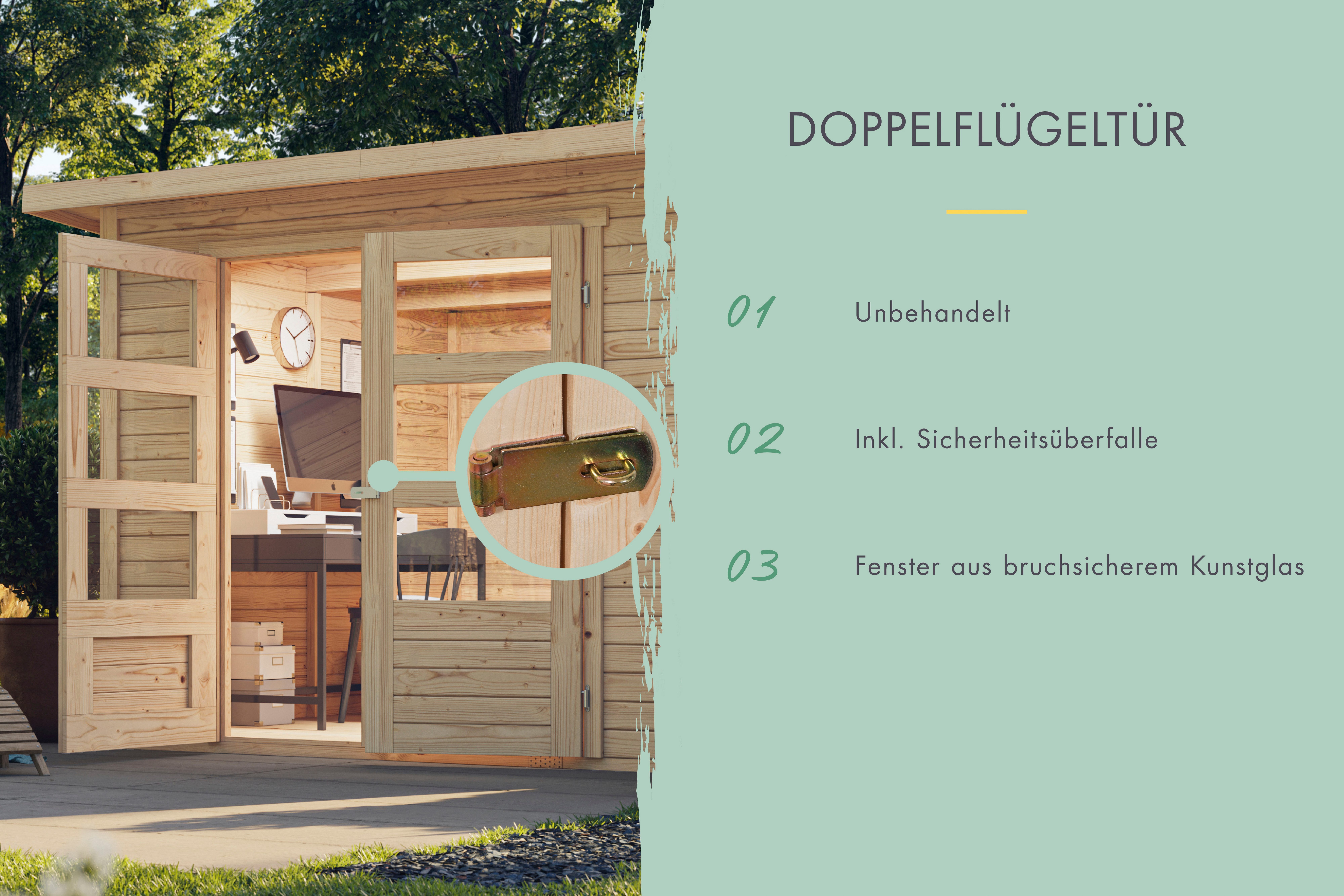 Karibu Gartenhaus Multifunktionshaus 1 Pultdach, BxT: 300x186,5 cm, naturbelassen oder terragrau, Made in Germany – Bild 2 von 5