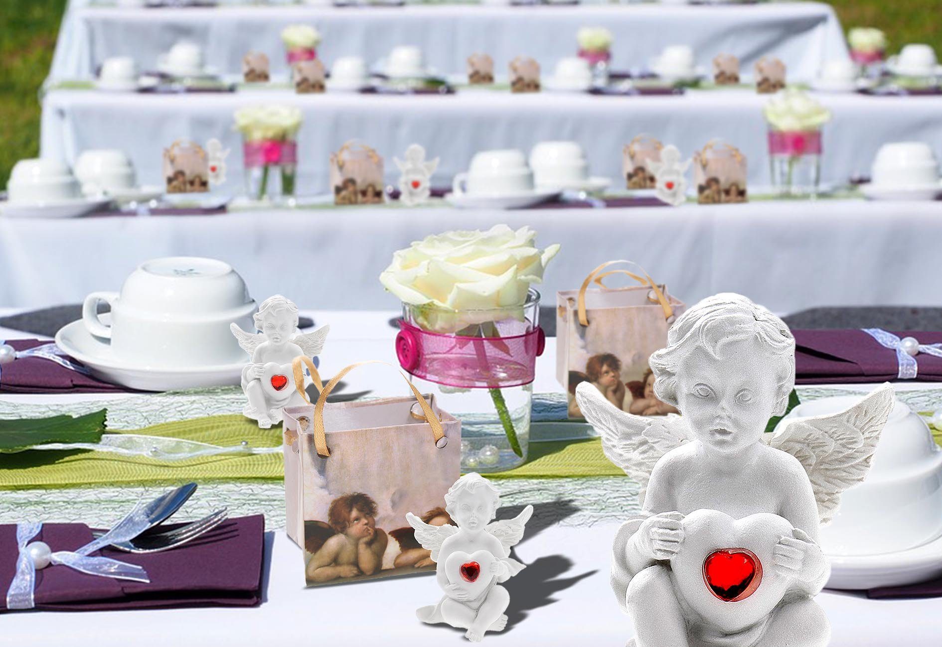 ELLUG Engelfigur 24er Set weißer Schutzengel mit Herz und rotem Stein in Tüte (24 St)