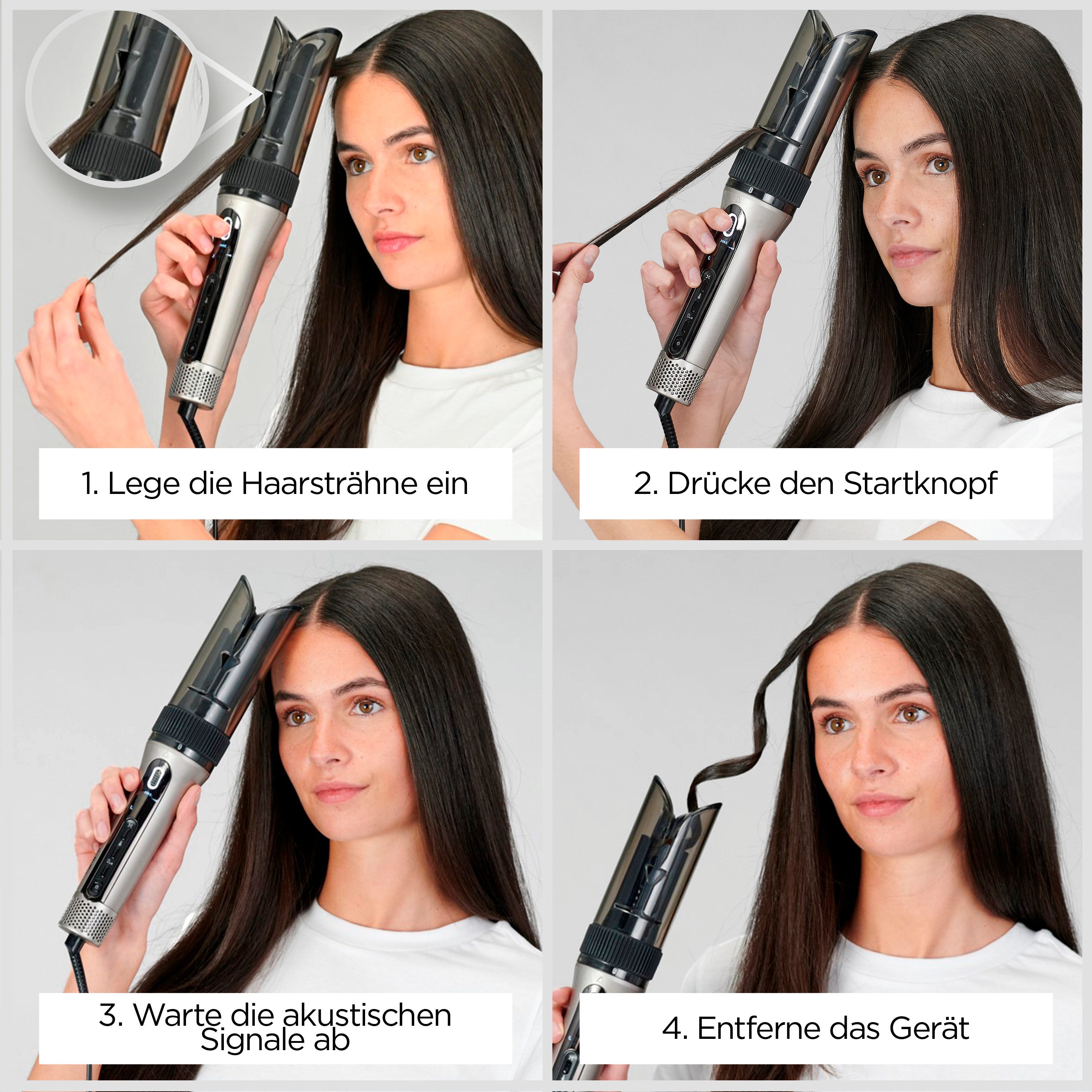 BaByliss Lockenstab Style Secret Air Auto-Curler mit Heißluft, Lockenstab, C6688E, Keramik-Beschichtung, Lockenstab automatisch für Locken und Blow-Out, Ohne Hitzeschäden grau