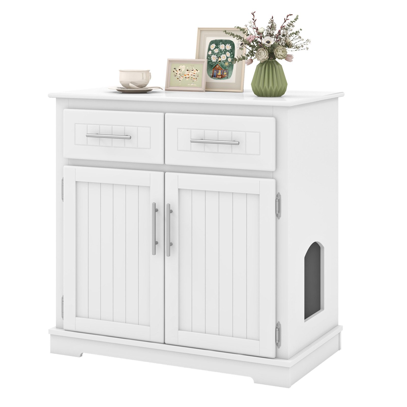 COSTWAY Tierhaus, für Katzentoilette, mit 2 Schubladen, 80x45x80cm