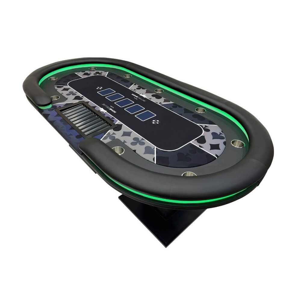 HOME DELUXE Spieltisch LED Pokertisch inkl. Pokerkoffer und Stühle STRAIGHT FLUSH, (1-tlg), 213 x 106 x 78 cm - für 9 Personen, inkl. Getränkehalter & Chiptray