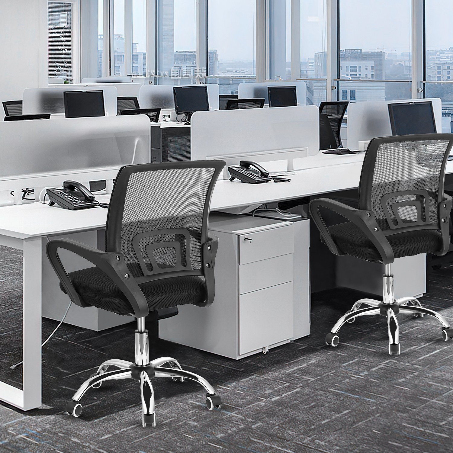 iscooter Bürostuhl Ergonomischer Computerstuhl, Drehstuhl, 360° Armlehnen, Schreibtischstuhl Mesh Leichter höhenverstellbarer Arbeitsstuhl, Stuhl, mit