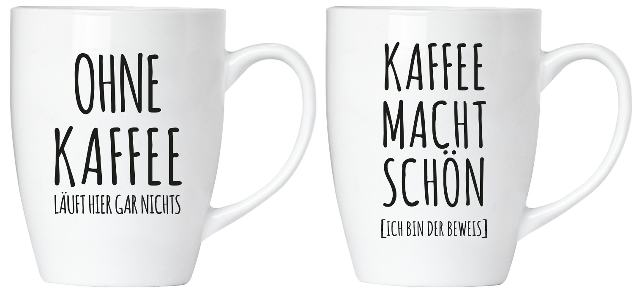 Tasse Motivtassen "OHNE KAFFEE..." und "KAFFEE MACHT..."