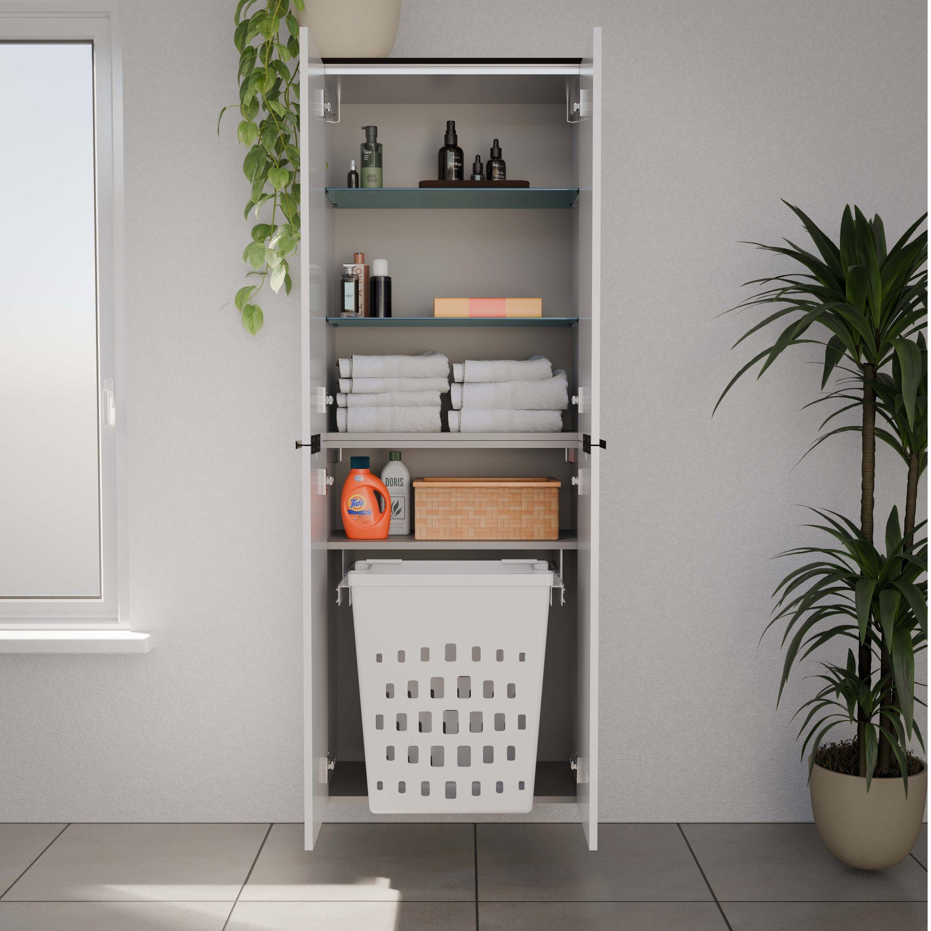 FACKELMANN Hochschrank Doppel-Hochschrank, Badschrank, Hängeschrank, Badezimmermöbel