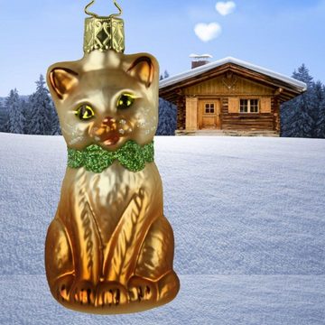 INGE-GLAS® Christbaumschmuck INGE-GLAS Weihnachts-Hänger Schmuse-Kätzchen hellbraun (1-tlg)
