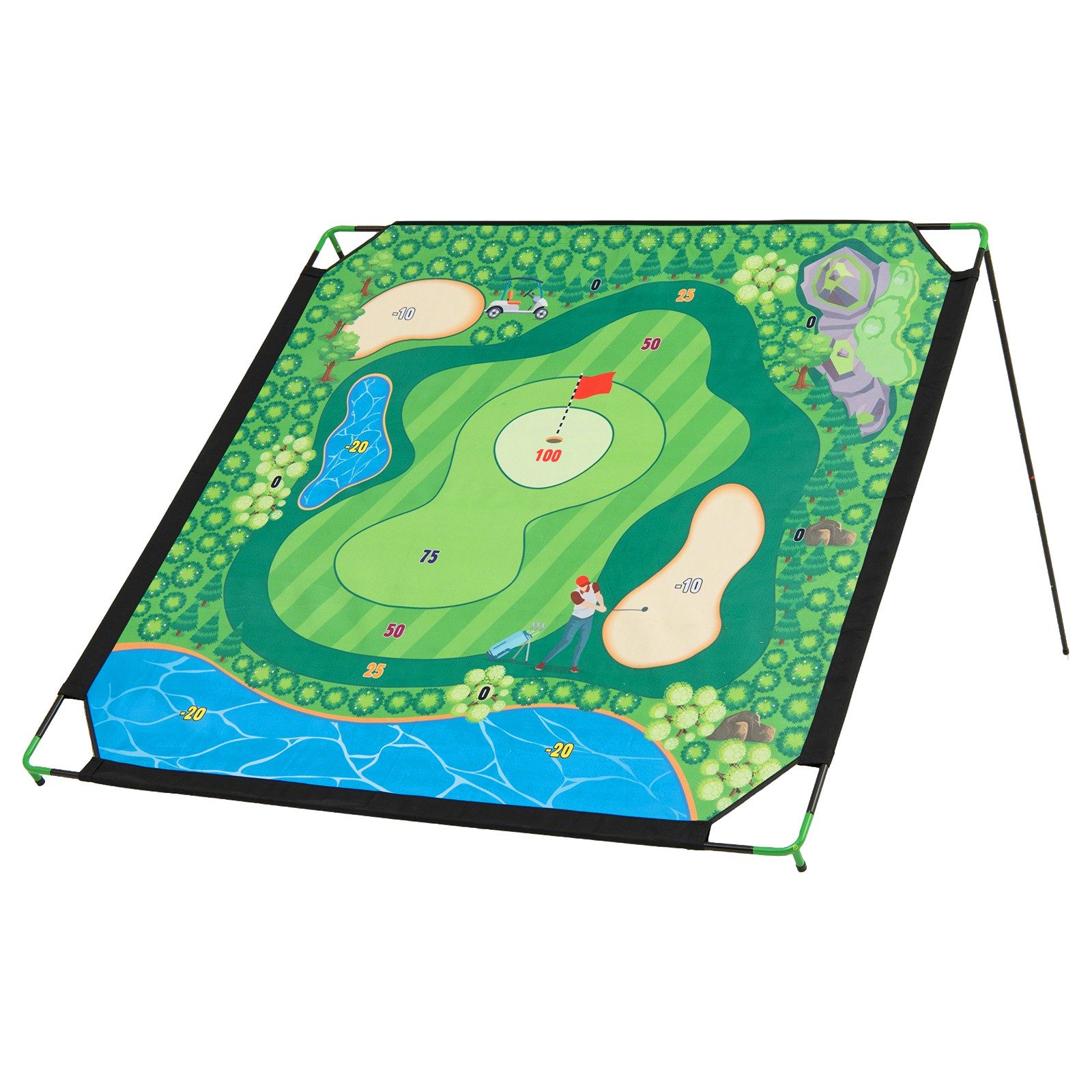 COSTWAY Minigolf-Set verstellbare Chipping-Matte mit Metallständer, Golf Chipping Spiel