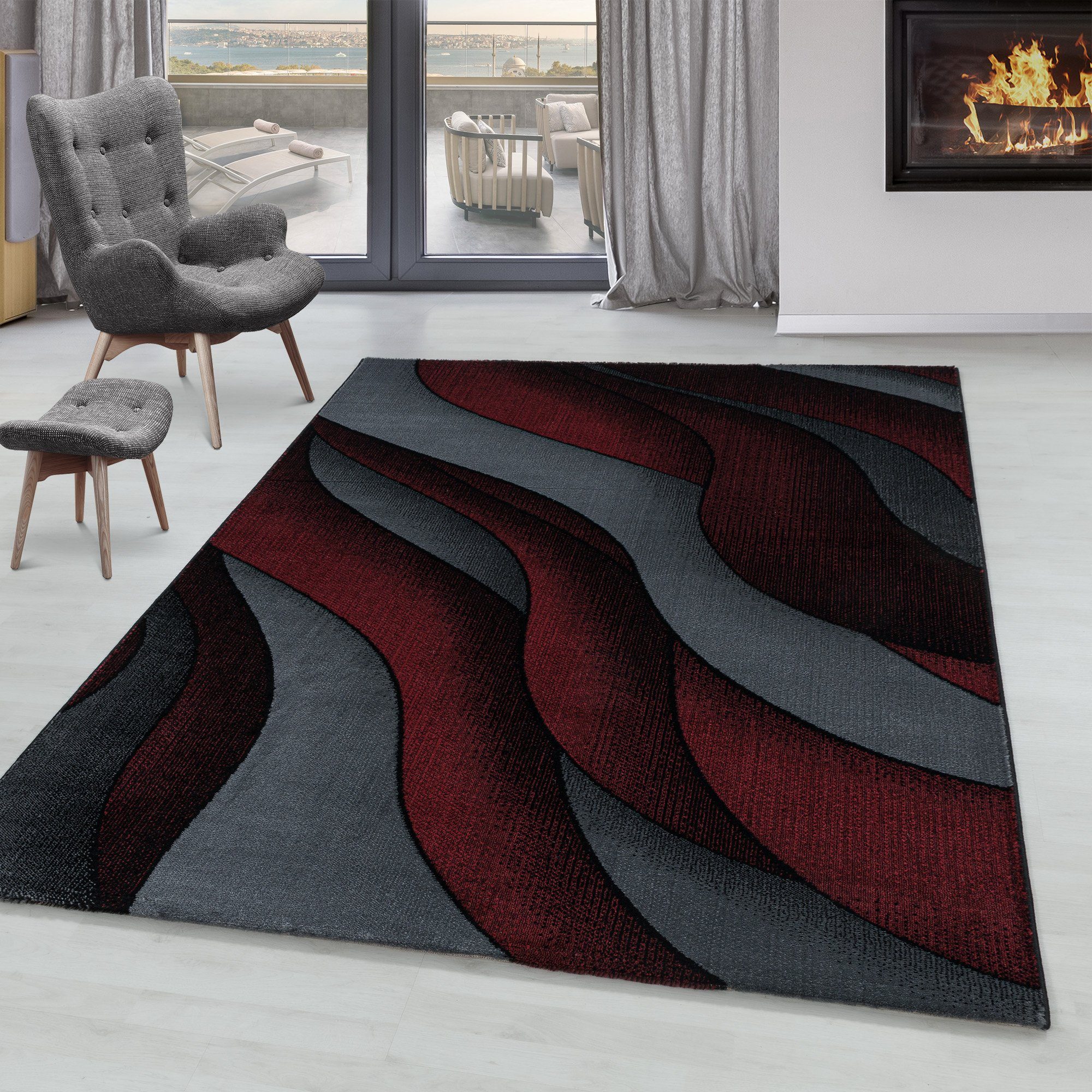 SIMPEX24 Designteppich Wellen Design, Rechteckig, Höhe: günstig online kaufen