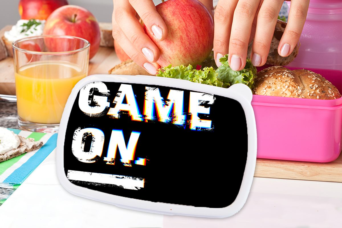 Lunchbox Spiel MuchoWow - für Brotbox Snackbox, rosa Kunststoff (2-tlg), Zitate Mädchen, - Brotdose Gamer, Kunststoff, Kinder, Erwachsene,