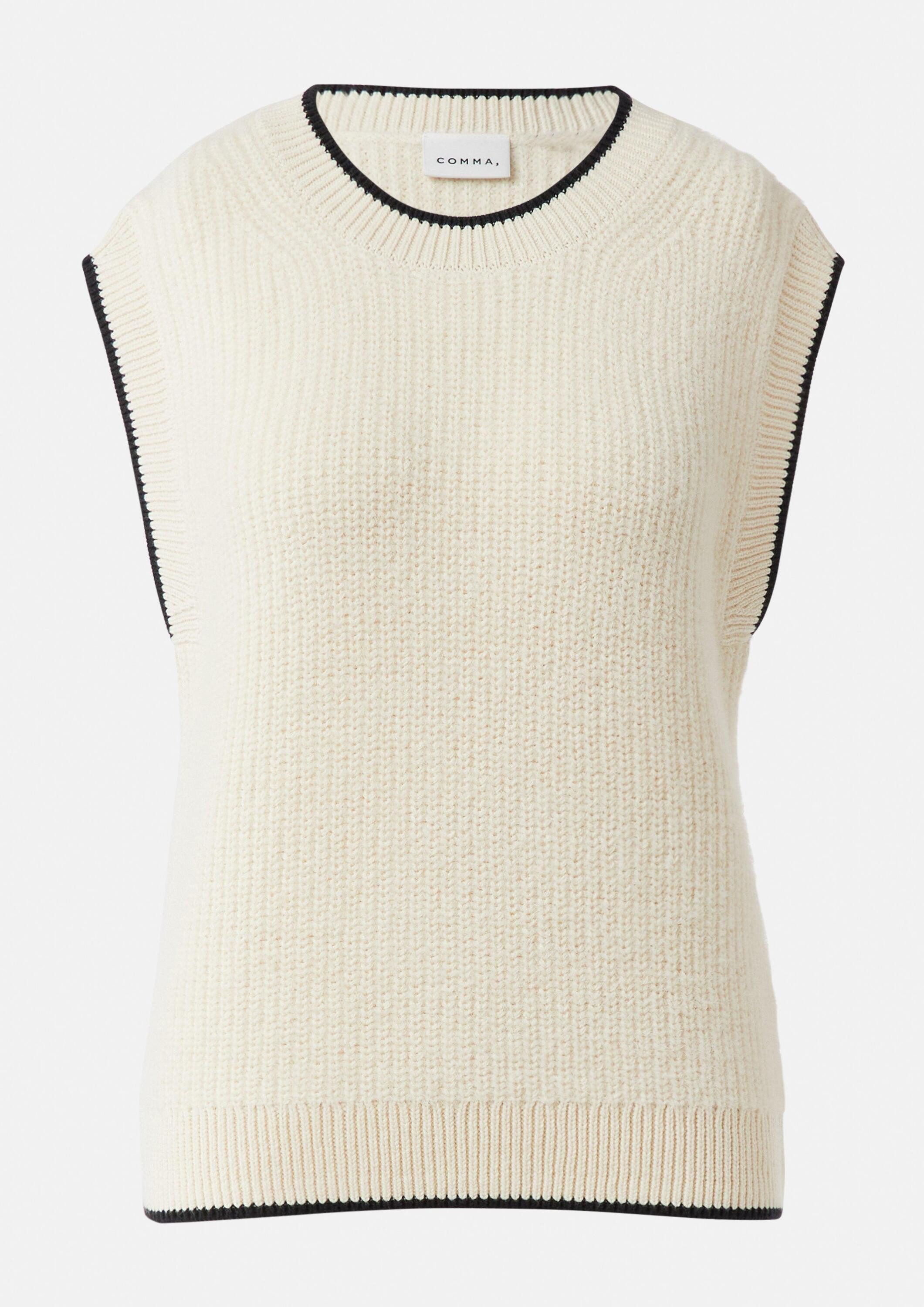 comma Rundhalspullover Strickpullunder Weicher Strickpullunder mit Kontraststreifen