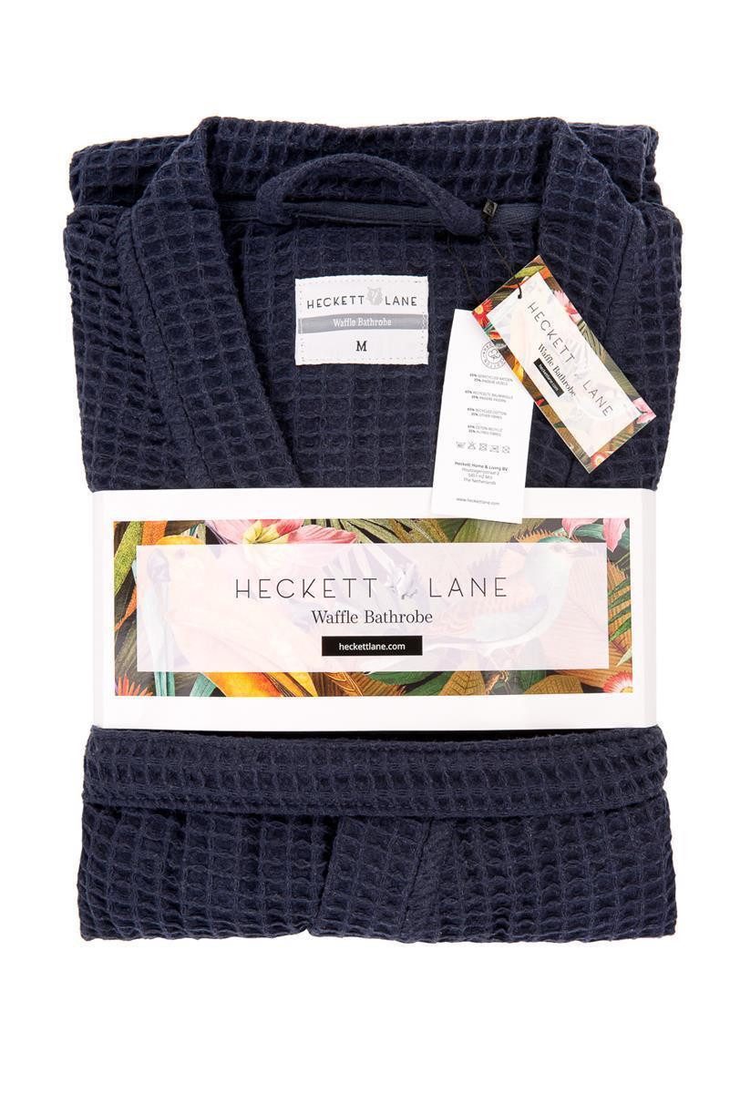 Heckett and Lane Bademantel Bademantel Wafel Lang XL Navy blue Bademantel XL Navy-Blue Uni, Bademantel Morgenmantel
