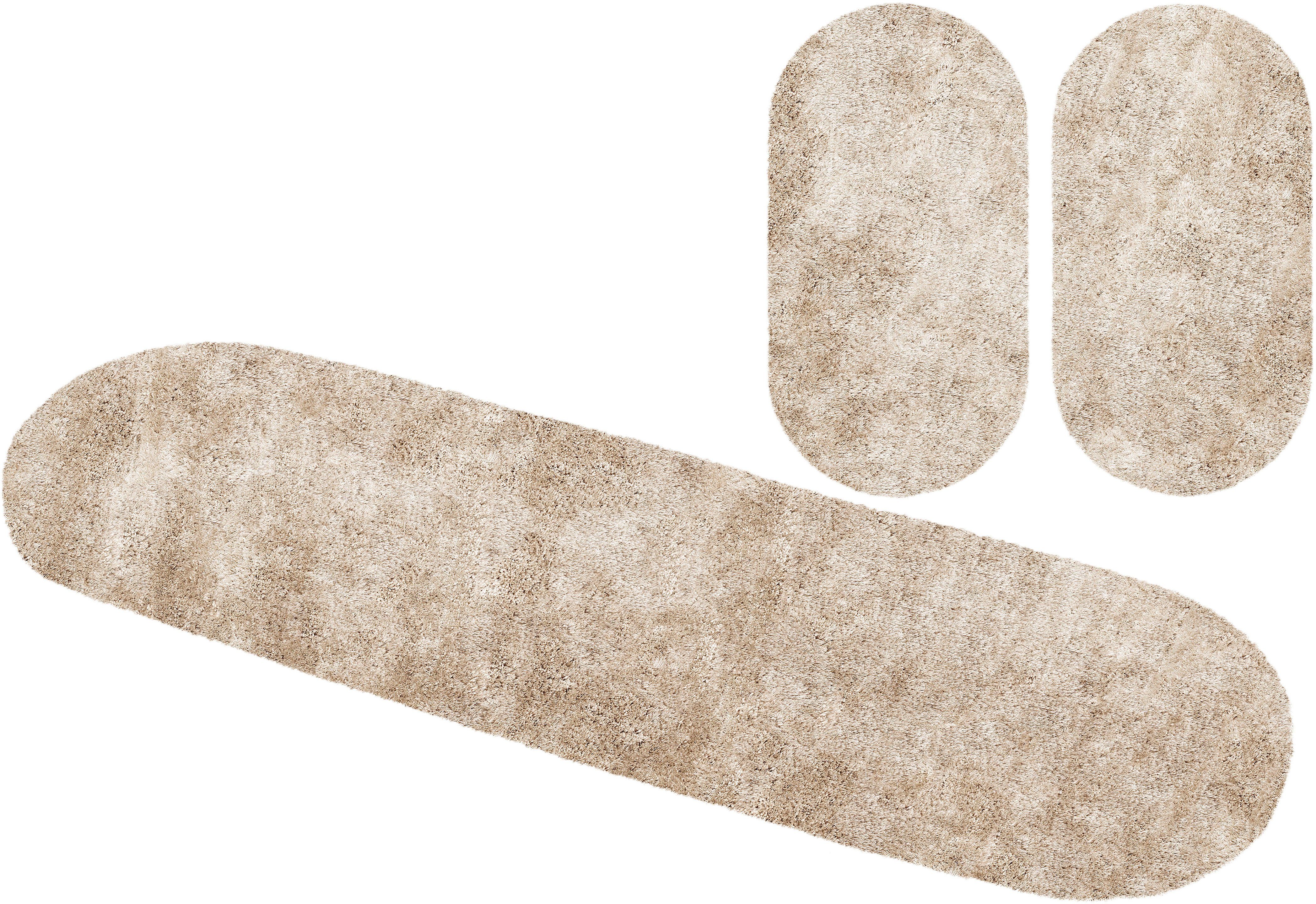 Bruno Banani Hochflor-Bettumrandung Dana Teppich, Kundenliebling, Höhe 30 mm, (3-tlg), unifarben, Mikrofaser, pflegeleicht, Bettvorleger, Schlafzimmer – Bild 2 von 5