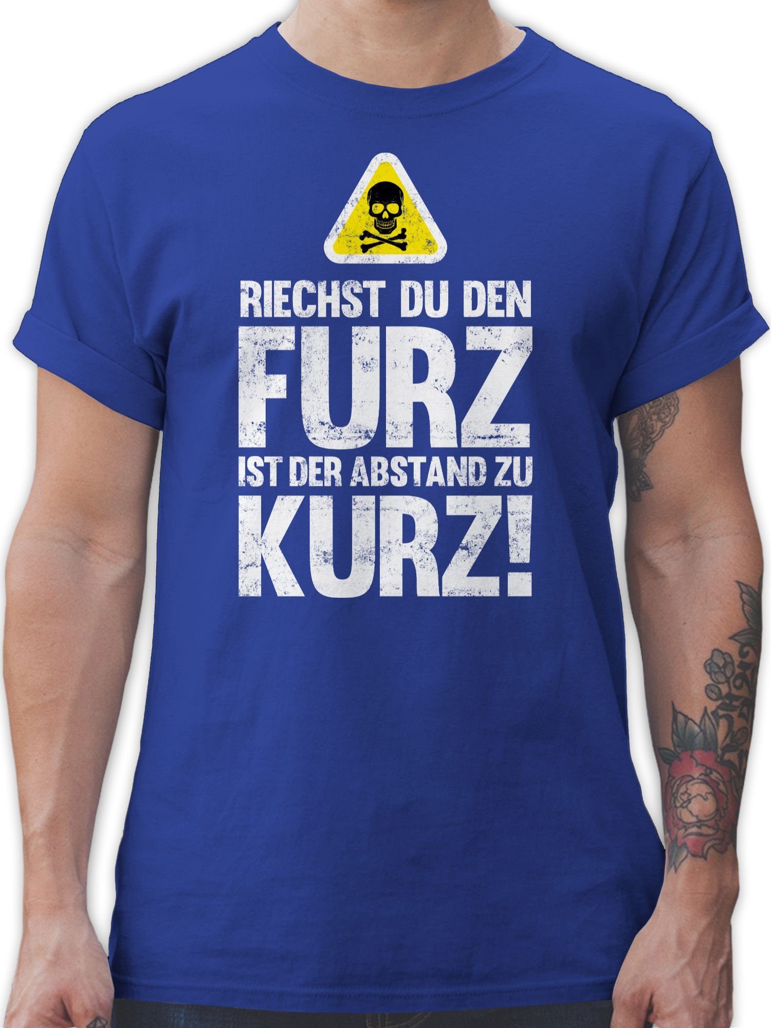 Shirtracer T-Shirt Riechst du den Furz ist der Abstand zu kurz Sprüche Statement mit Spruch 03 Royalblau