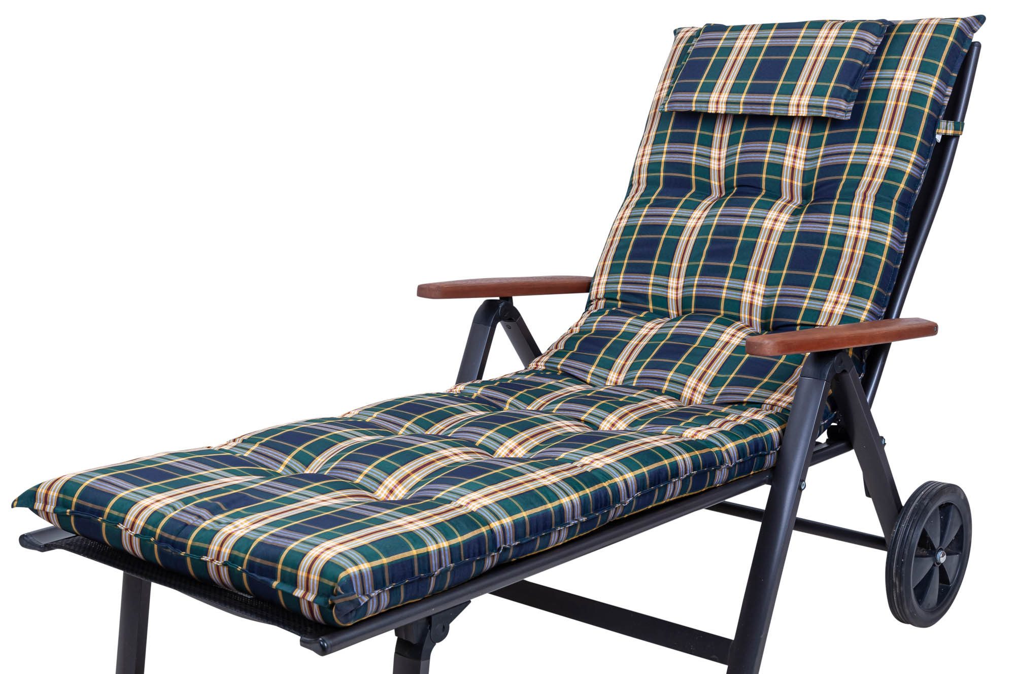 Sun Garden Liegenauflage Rollliege Sylt/Miami B 7179-1 grün-blau kariert 189x60x9 cm Sun Garden, (1 St), Halteband verstellbar ohne Halteband