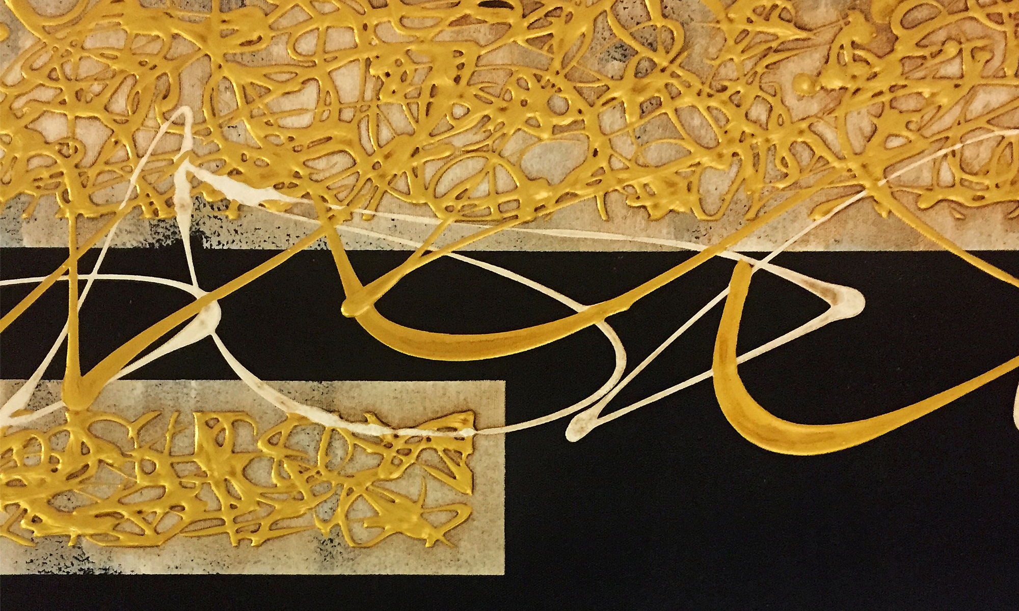 WandbilderXXL XXL-Wandbild Golden Streets 230 x 90 cm, Abstraktes Gemälde, handgemaltes Unikat