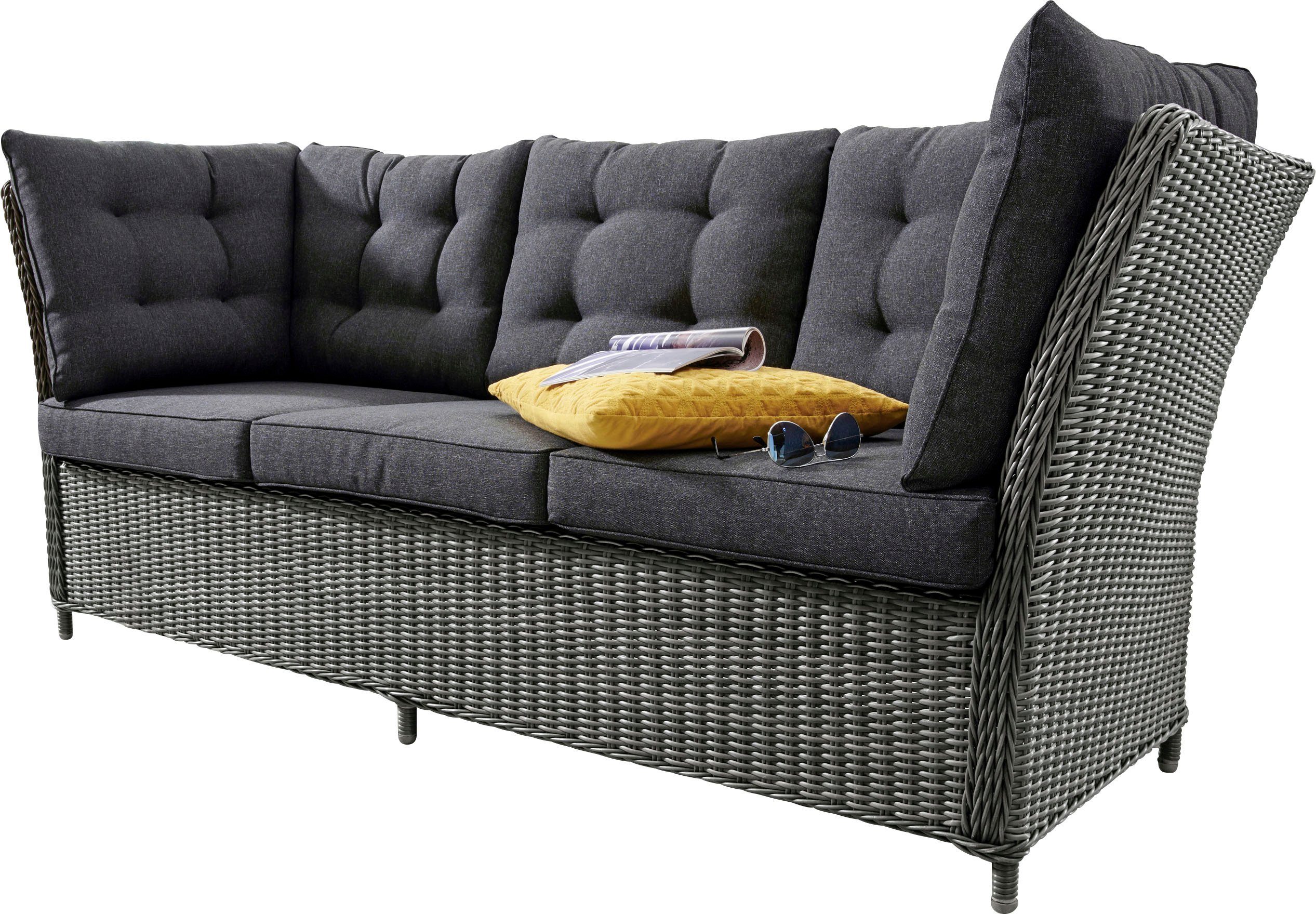 PALMA, Auflagen Destiny grau vintage | 3 Sitzplätze, Loungesofa Polyrattan, grau inkl.