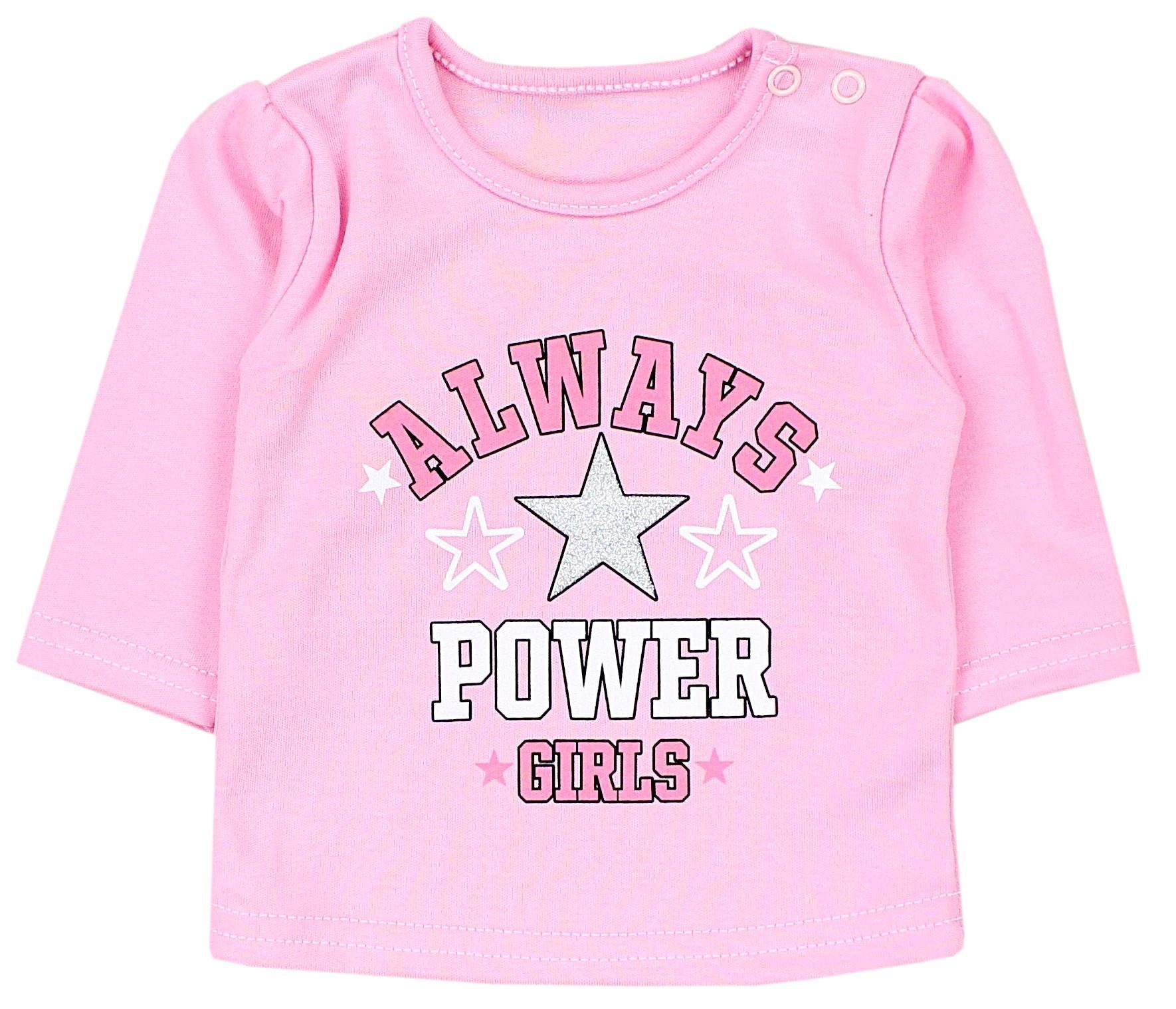 Girls Baby Mama's Nice Mintgrün Aufdruck Rosa Unisex 3er Rundhalsshirt Power mit Set Langarmshirt TupTam Teddy TupTam Aprikose Mini Spruch