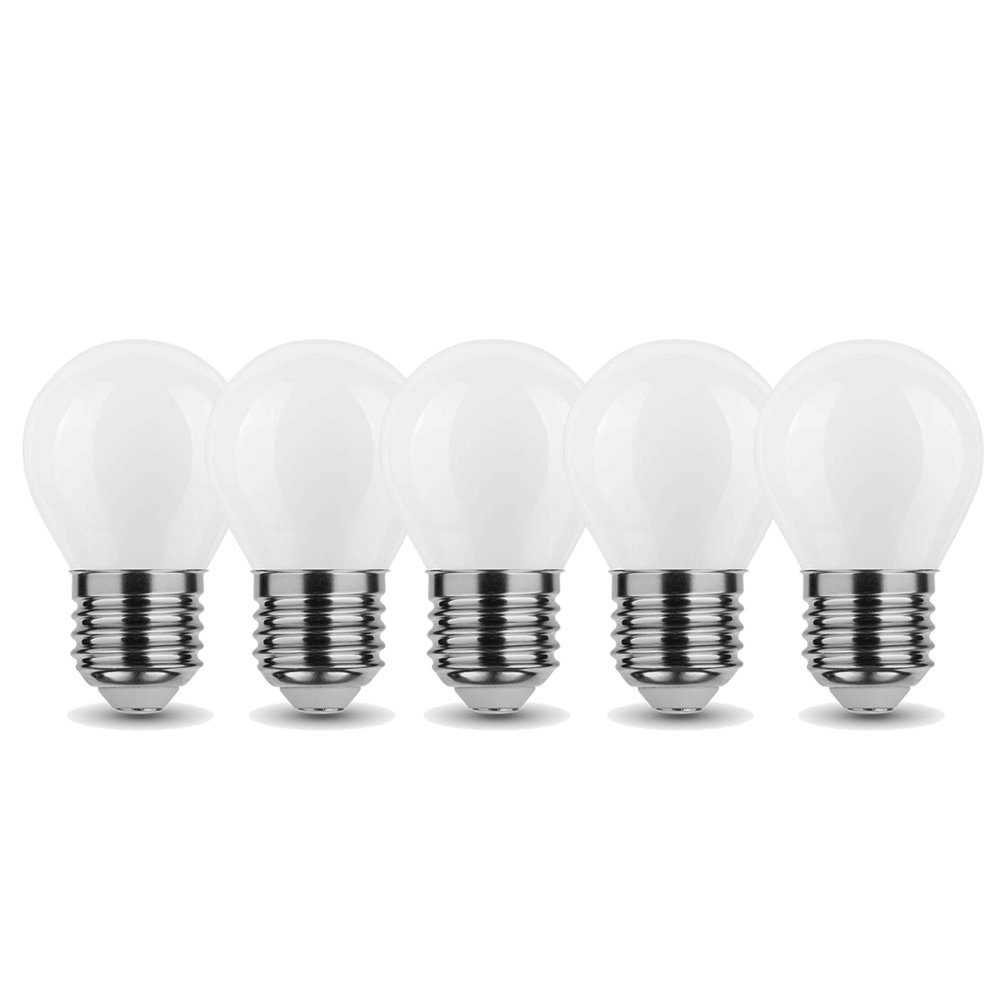 V-TAC LED-Leuchtmittel 4W E27 Mini LED Leuchtmittel Birne Kugel Globe G45 Milchglas, 5 St., Neutralweiß, Innenraum-Leuchtmittel Lampe Form G45, 320 Lumen, Michglas, E27, 5er set
