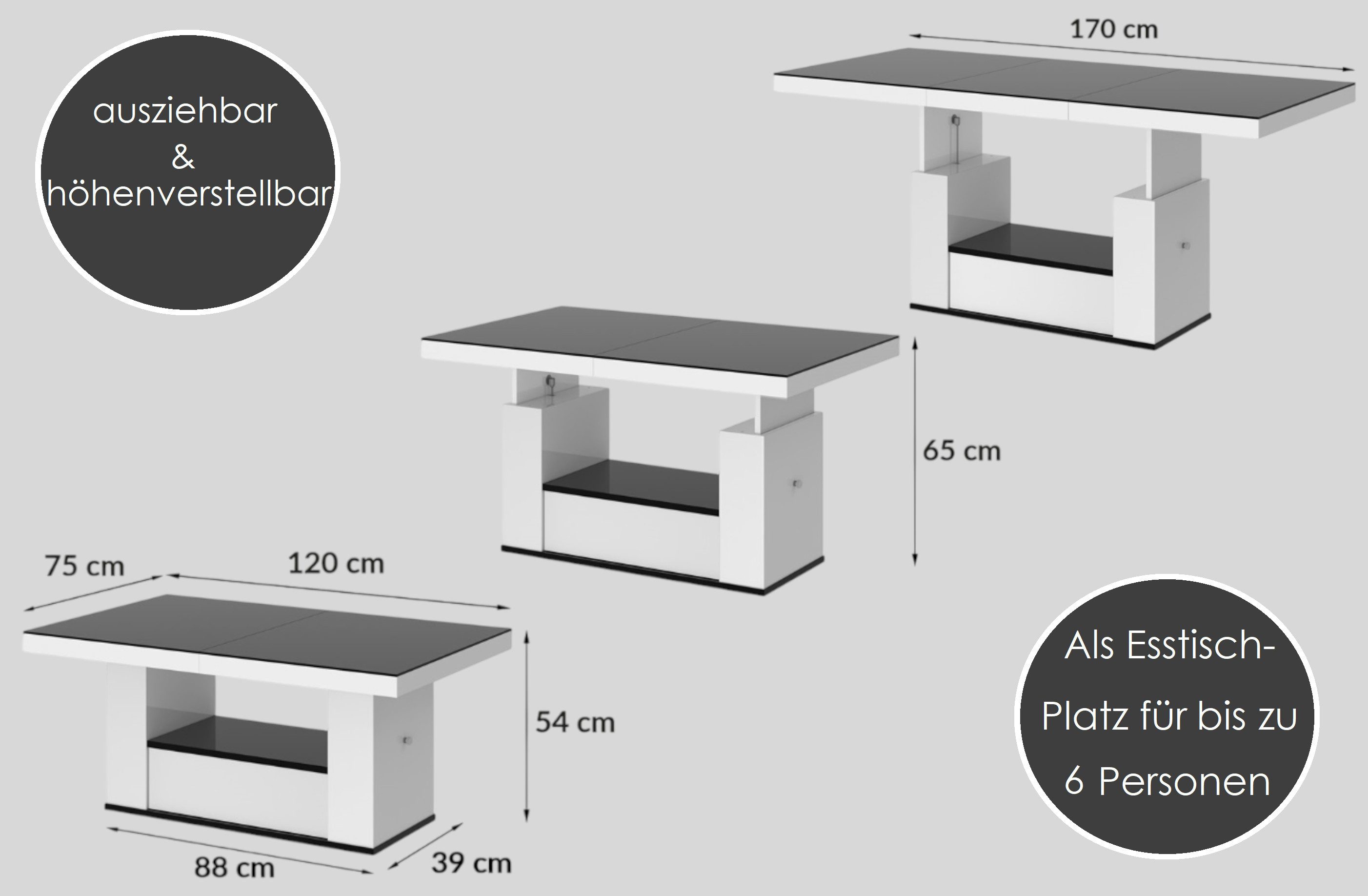 designimpex Couchtisch HM-111 Marmoroptik - Schwarz günstig online kaufen