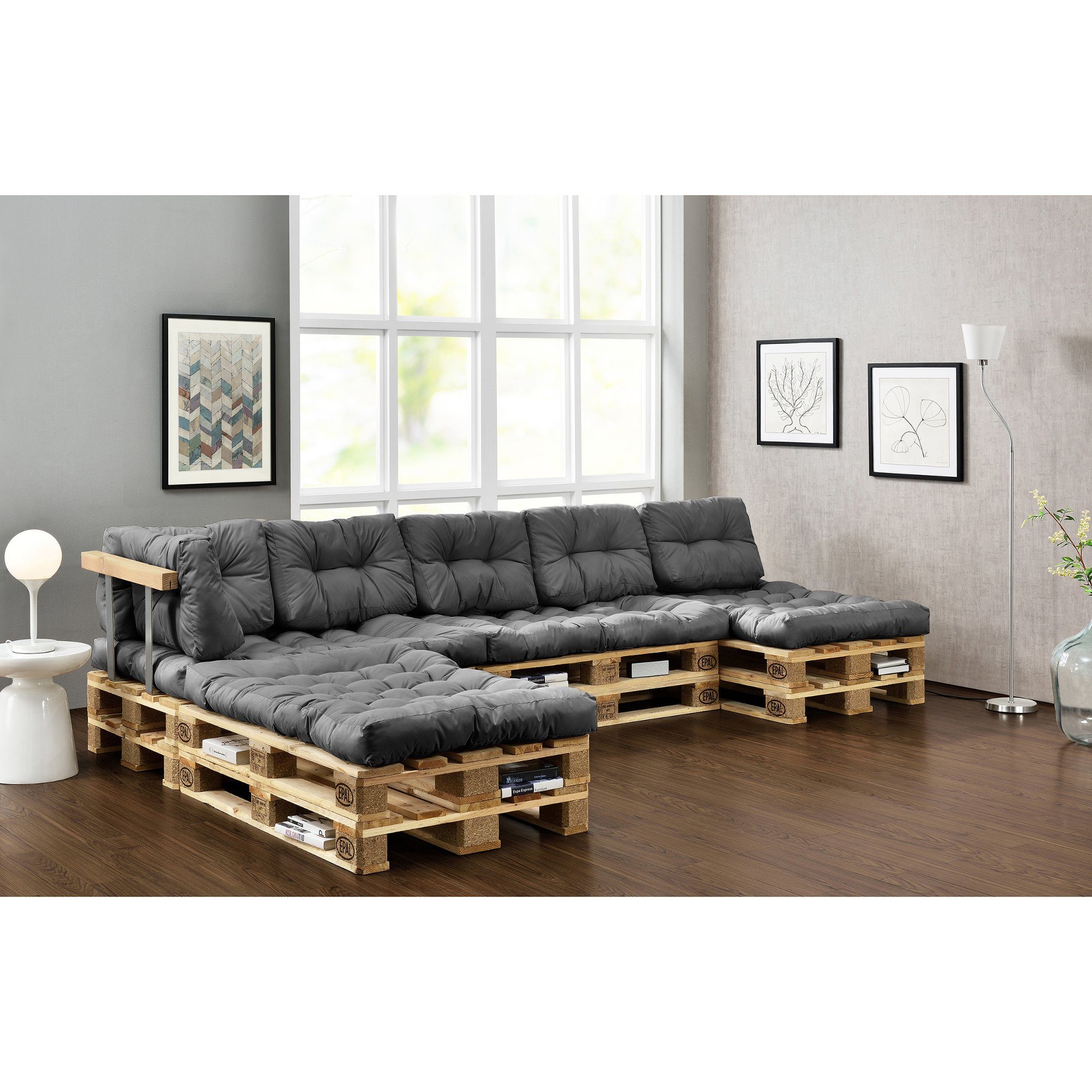 En Casa Palettenkissen Ingenio Palettensofa 5 Sitzer Palettenmobel Inkl Kissen Lehnen Und 8 Paletten Weiss Online Kaufen Otto